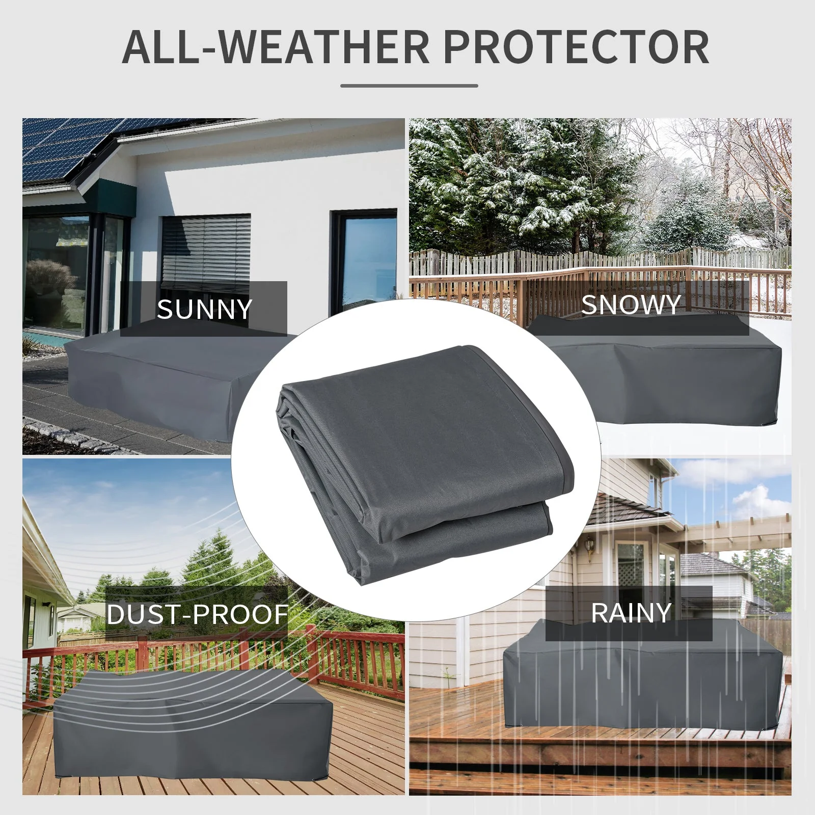 275x205cm Outdoor Garden Rattan Furniture Protective Cover Water UV Resistant Grey - Image 5