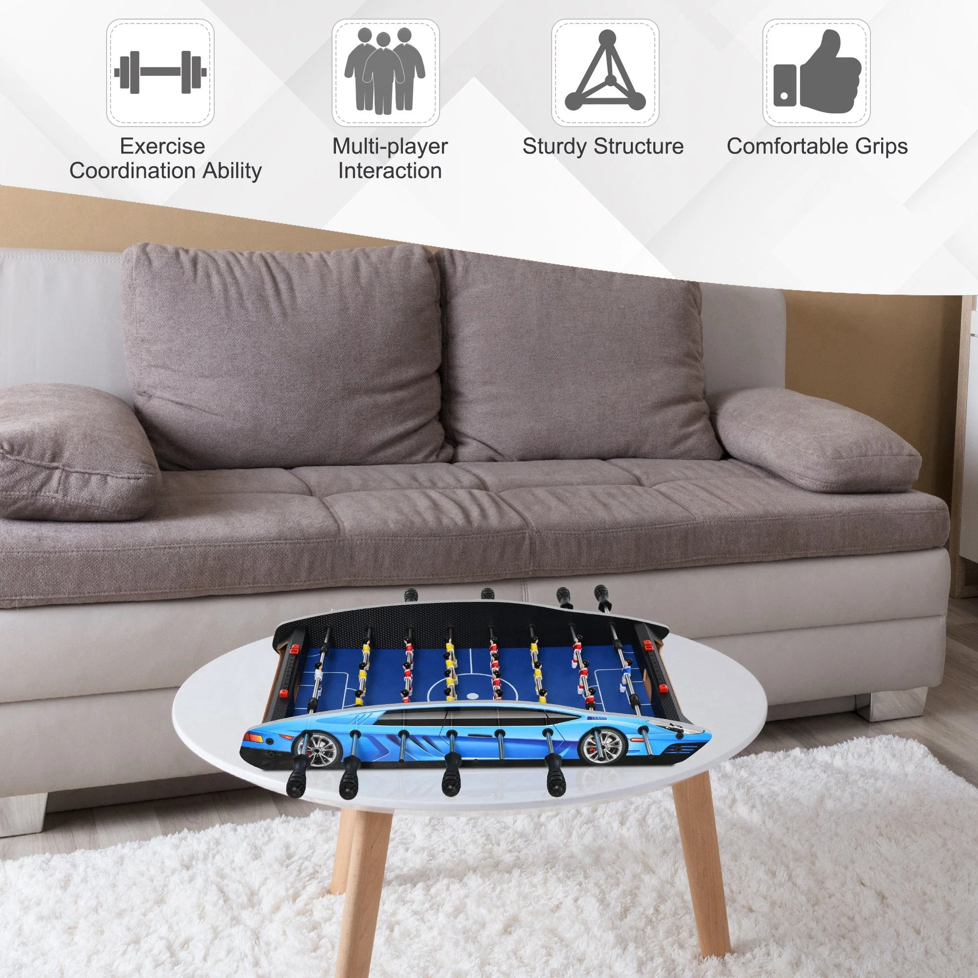2ft Indoor Medium-density fibreboard Football Table-Top Blue - Image 4