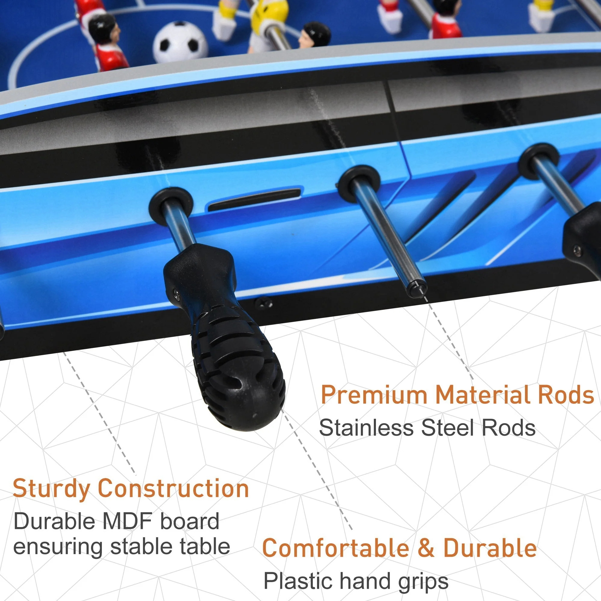 2ft Indoor Medium-density fibreboard Football Table-Top Blue - Image 5