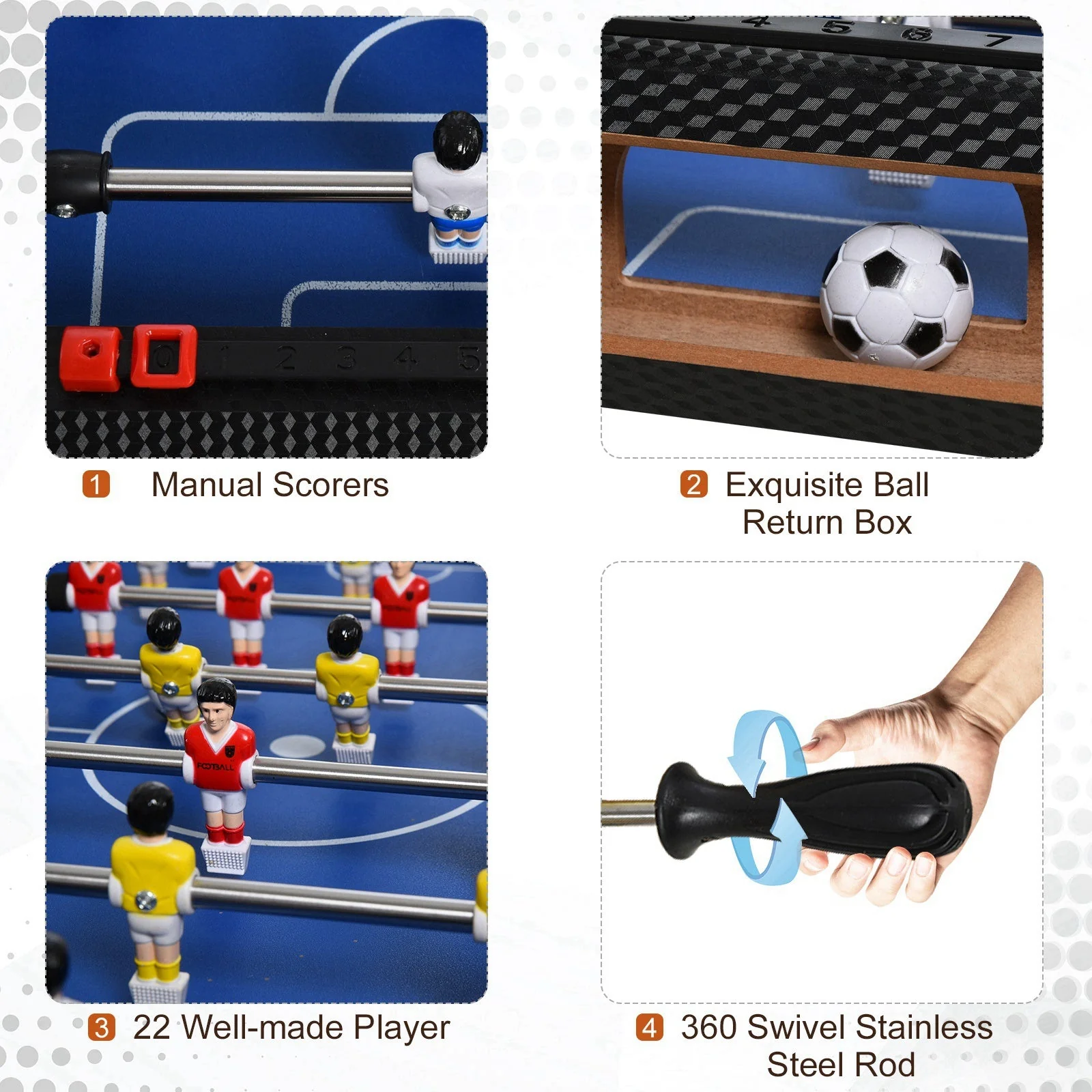 2ft Indoor Medium-density fibreboard Football Table-Top Blue - Image 6