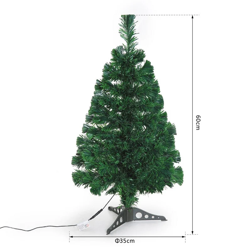 2FT Small Pre-Lit Fiber Optic Christmas Tree Artificial Spruce Tree Green - Image 3