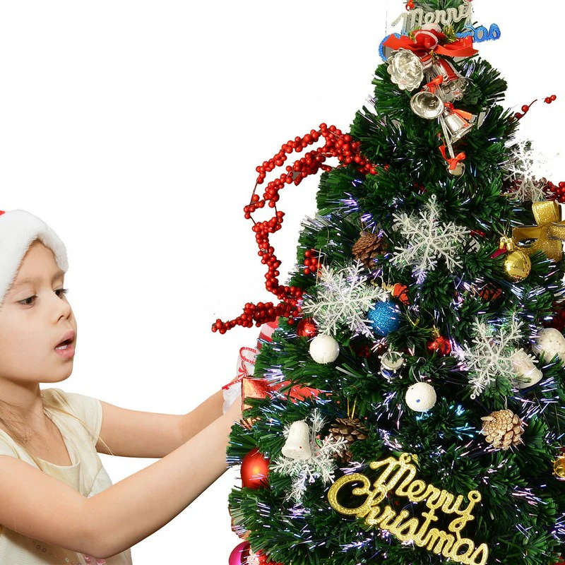 2FT Small Pre-Lit Fiber Optic Christmas Tree Artificial Spruce Tree Green - Image 5