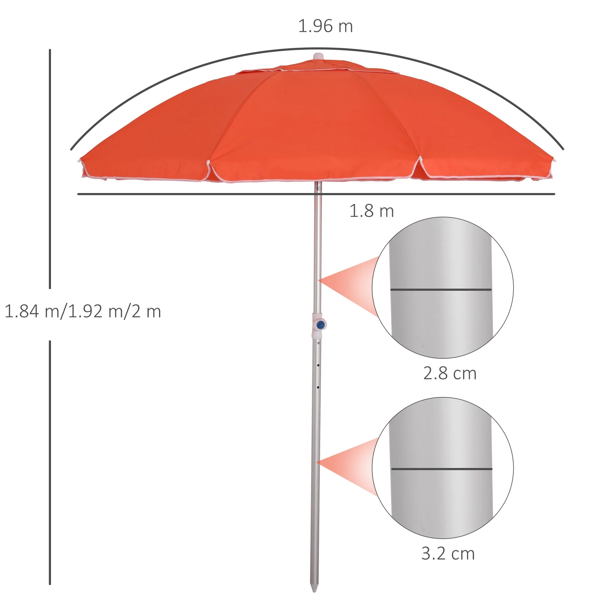 2m Arced Beach Umbrella - Image 3