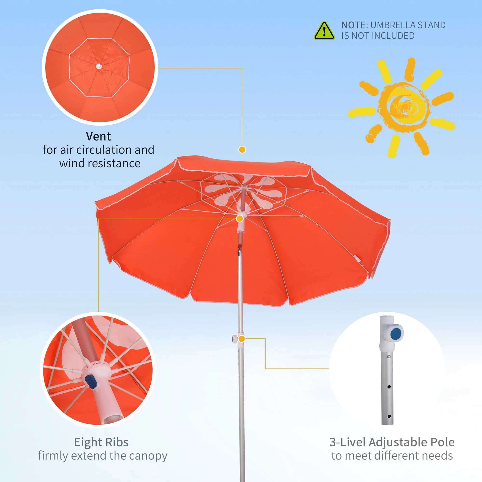 2m Arced Beach Umbrella - Image 5