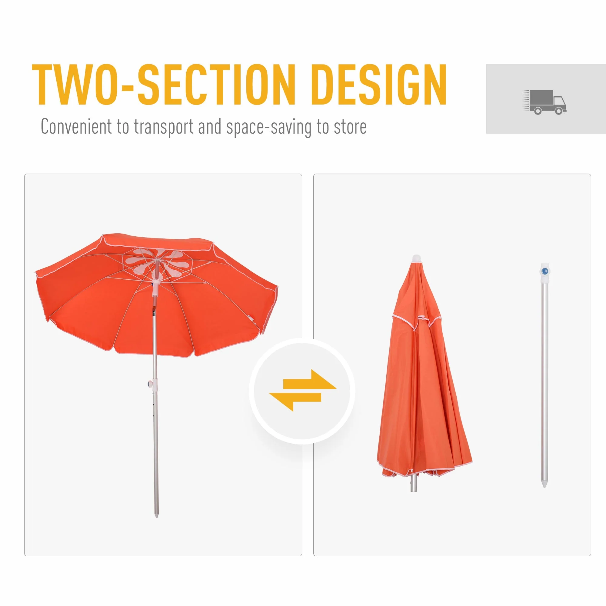 2m Arced Beach Umbrella - Image 6