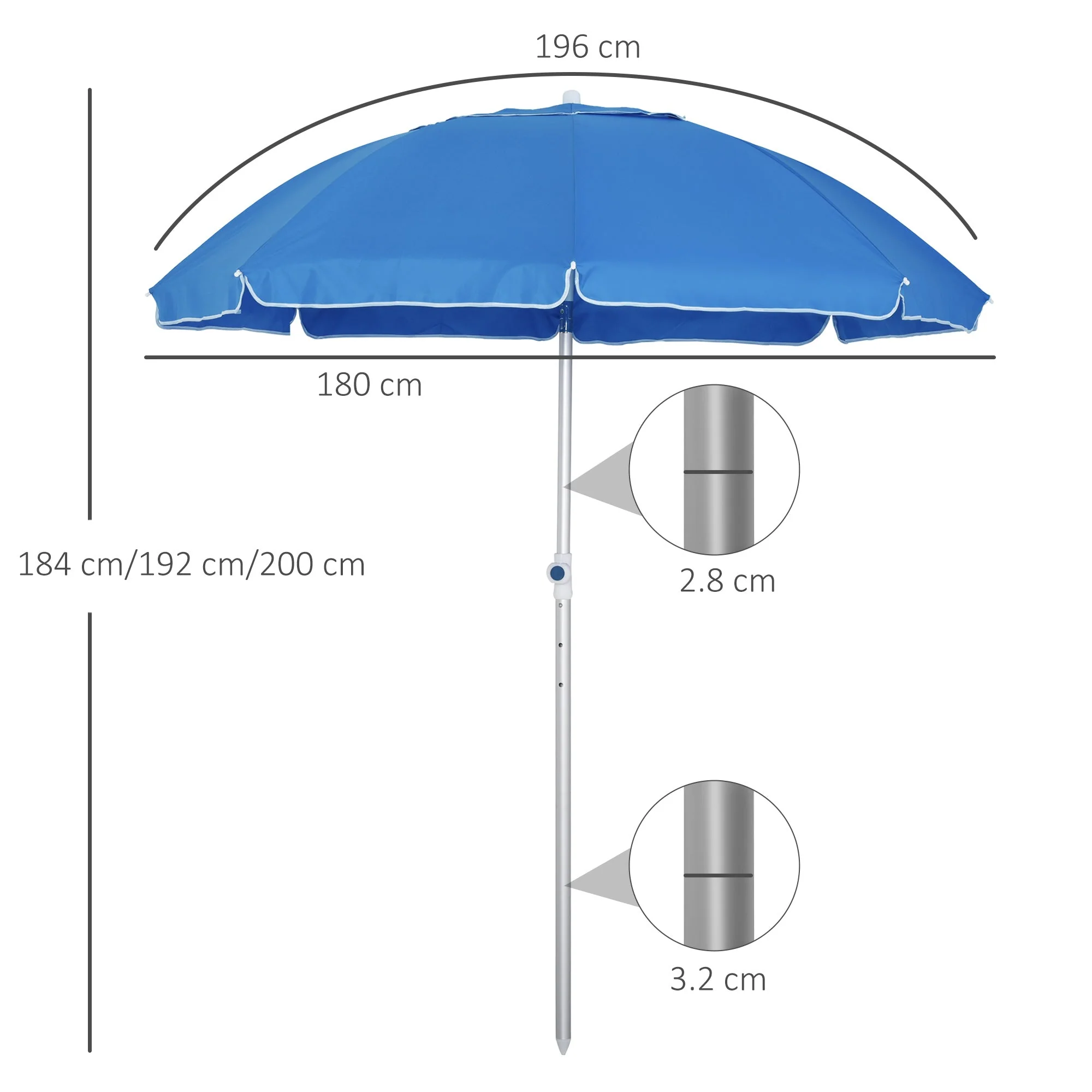 2m Arced Beach Umbrella - Image 3