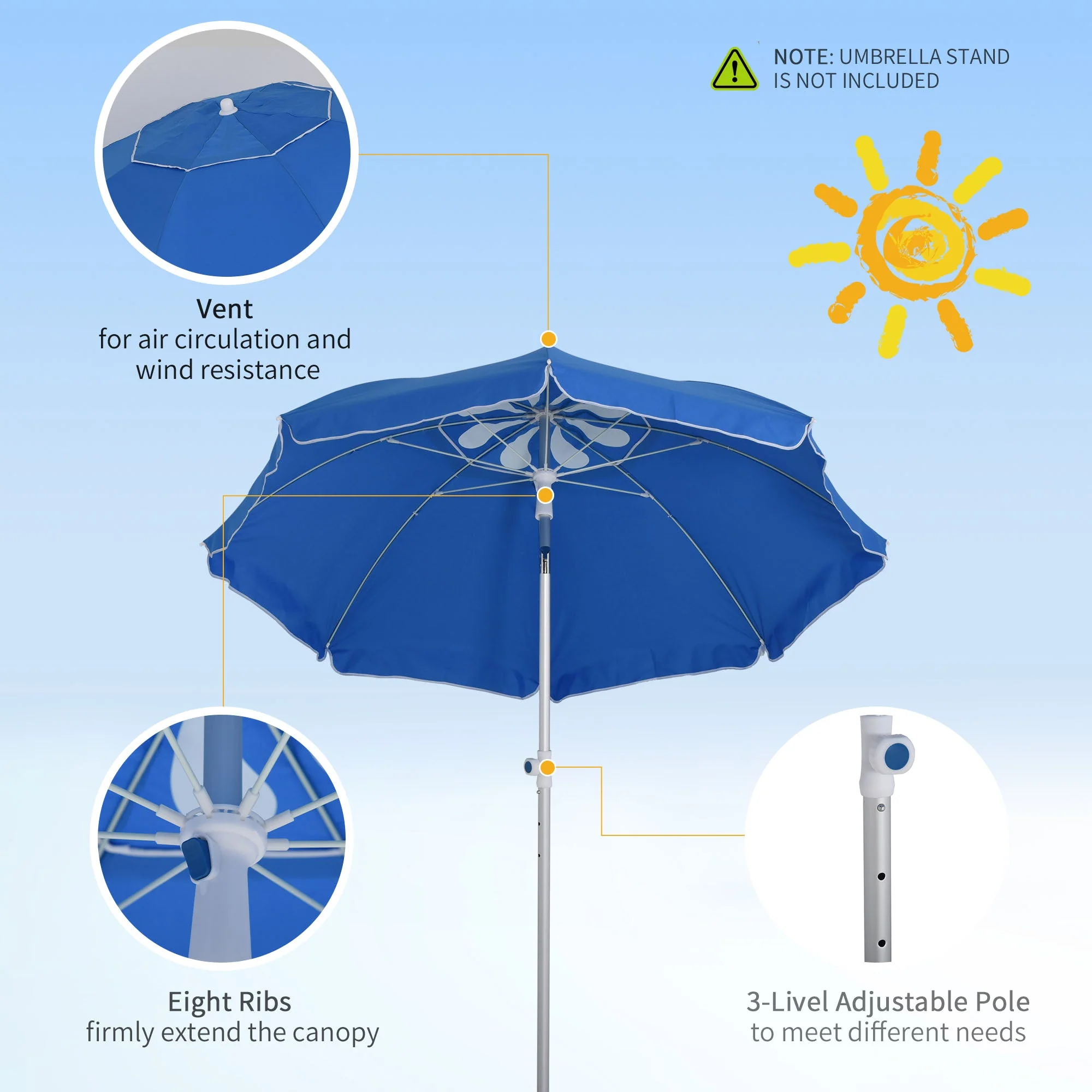 2m Arced Beach Umbrella - Image 5