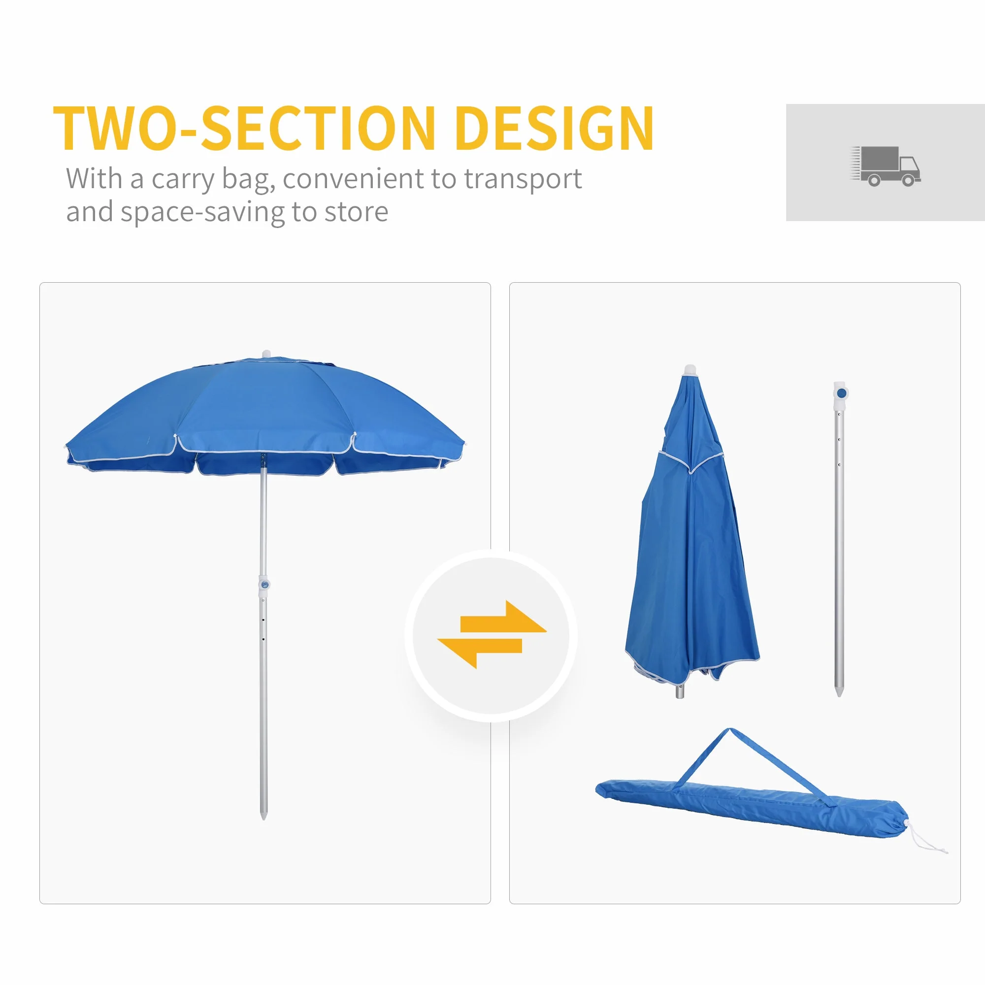 2m Arced Beach Umbrella - Image 6