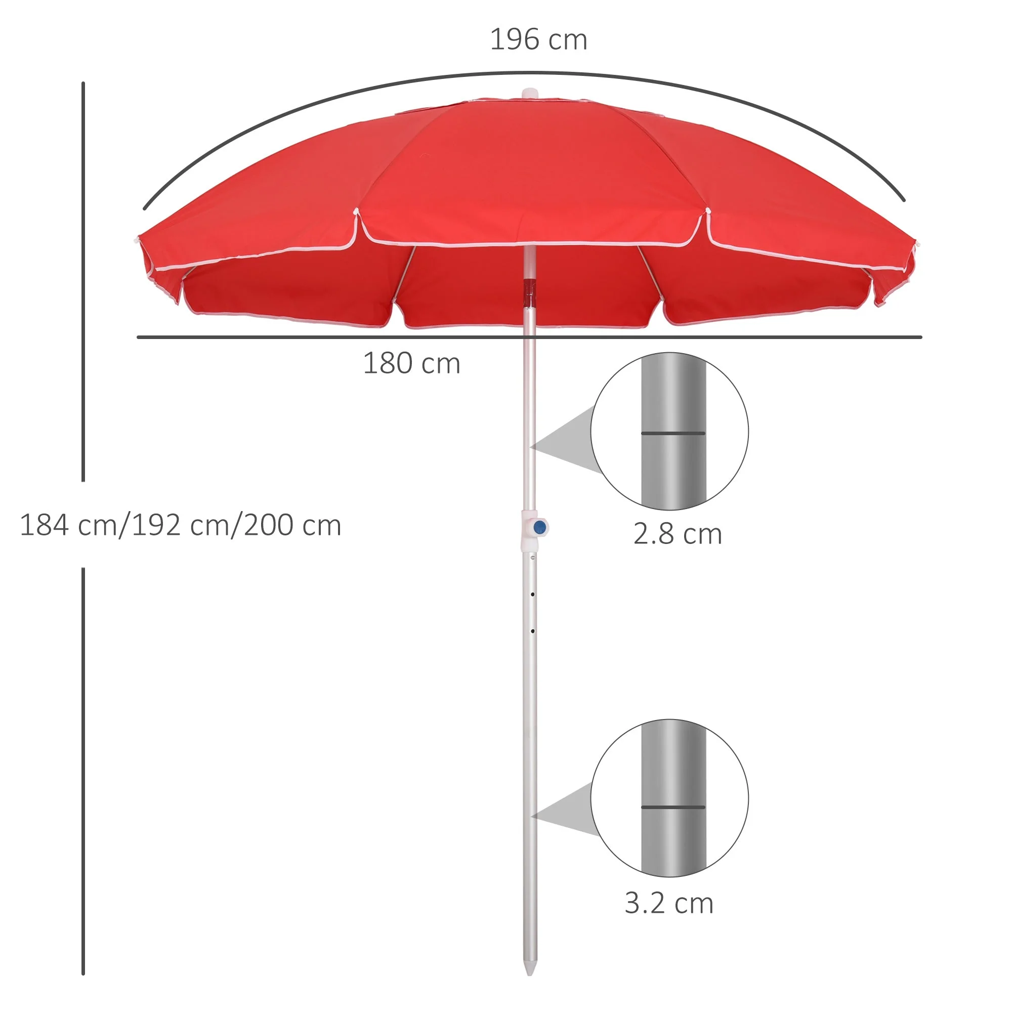 2m Arced Beach Umbrella - Image 3