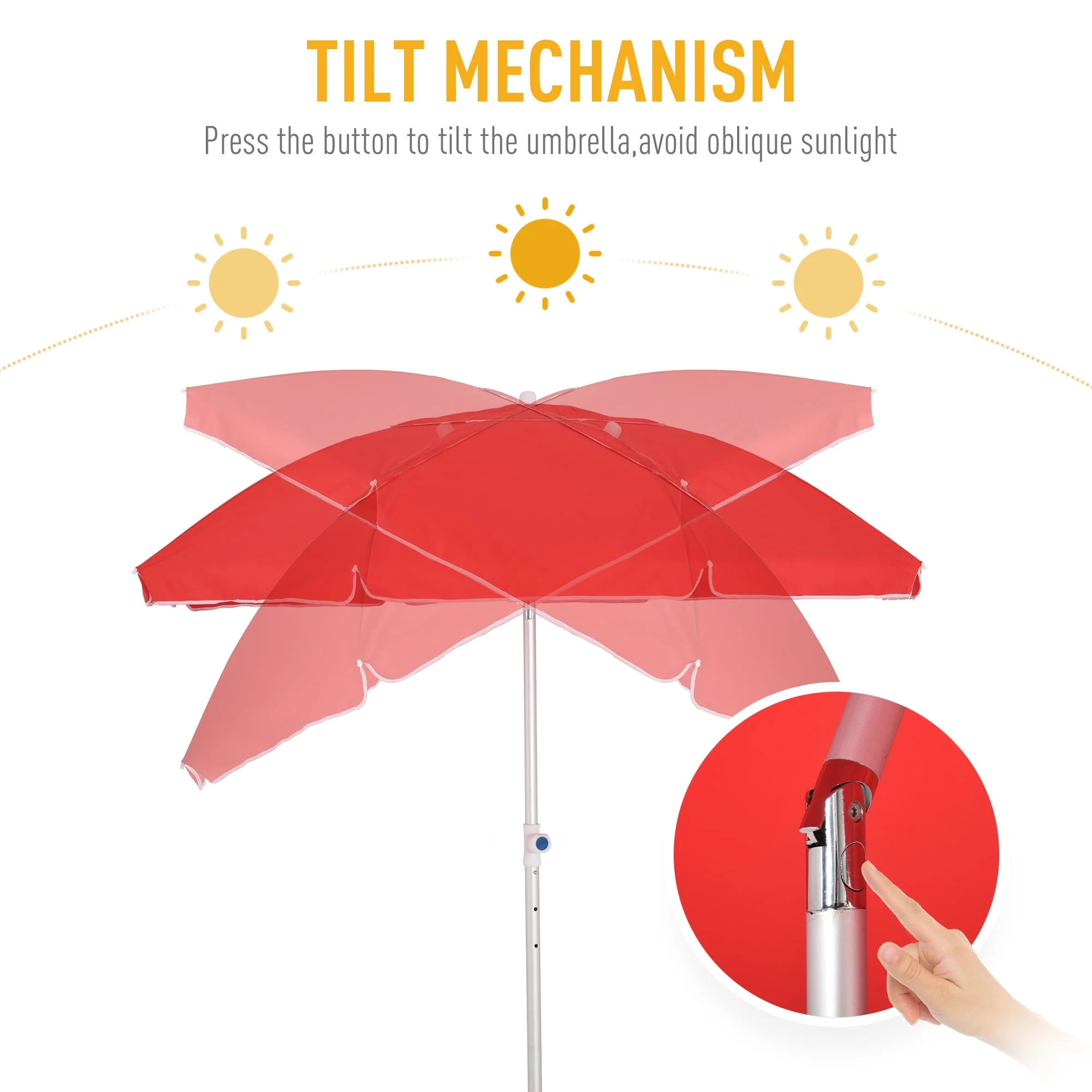 2m Arced Beach Umbrella - Image 4