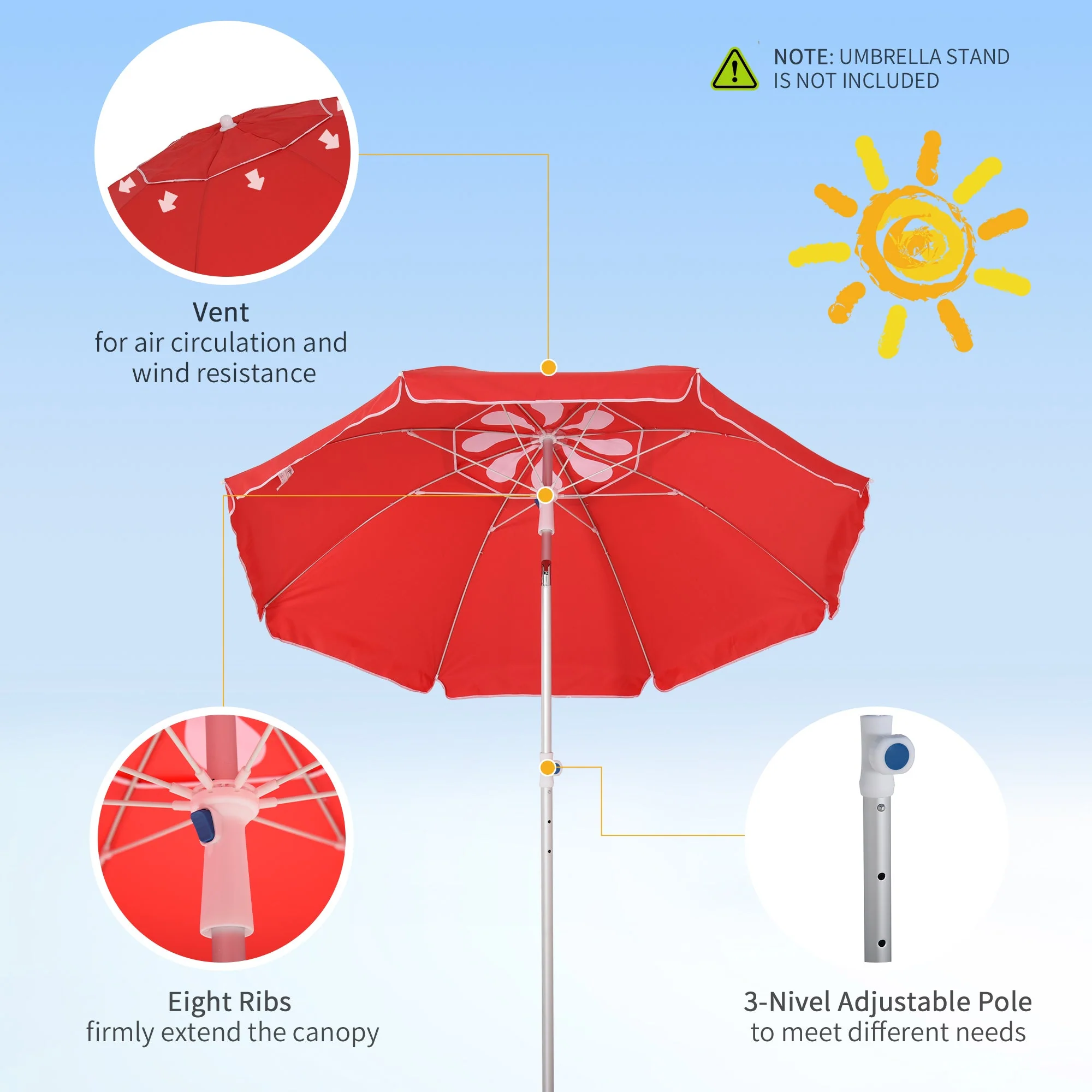 2m Arced Beach Umbrella - Image 5