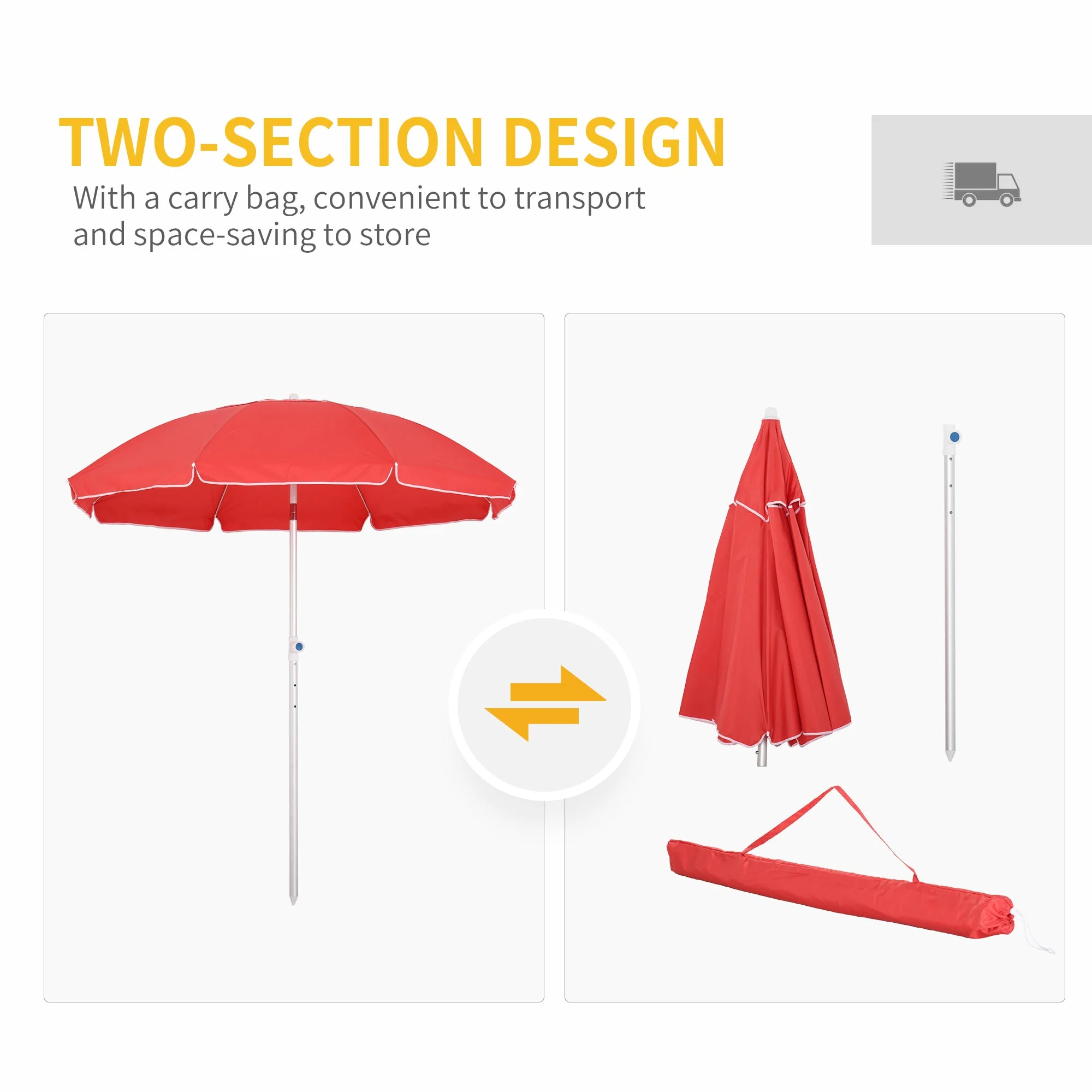 2m Arced Beach Umbrella - Image 6