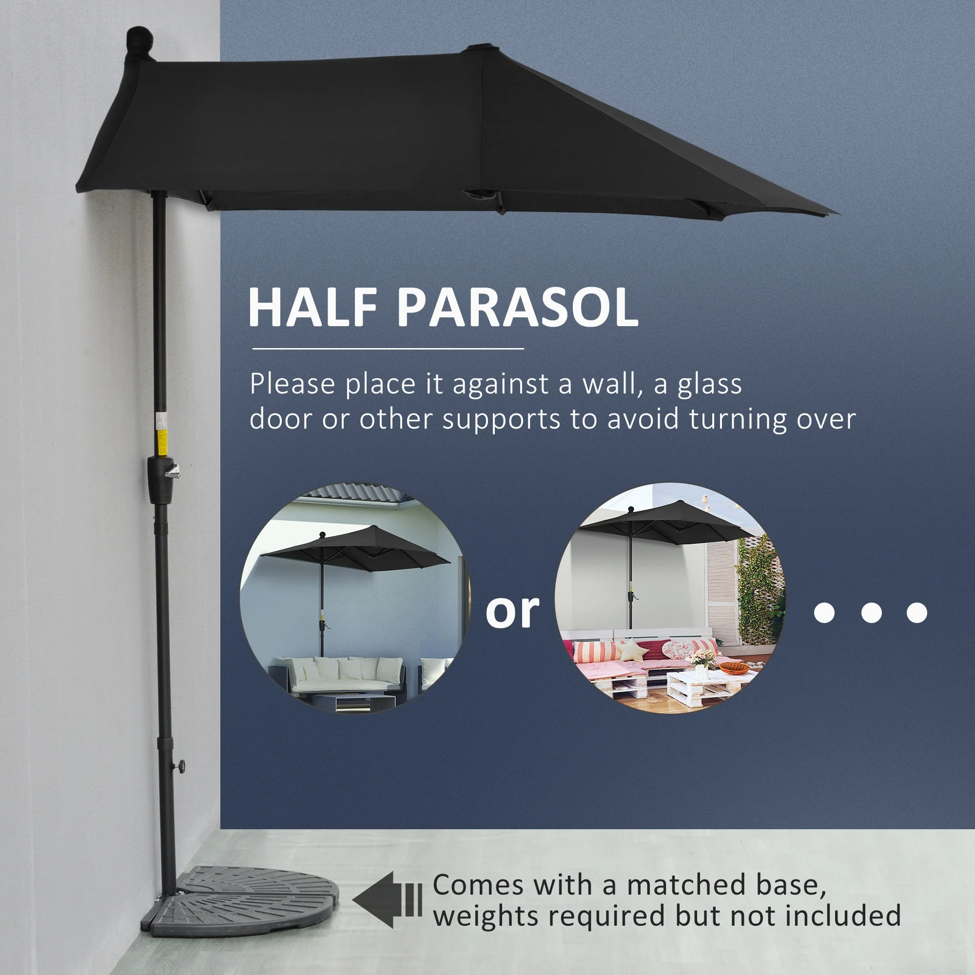 2m Half-Cut Garden Parasol - Image 4