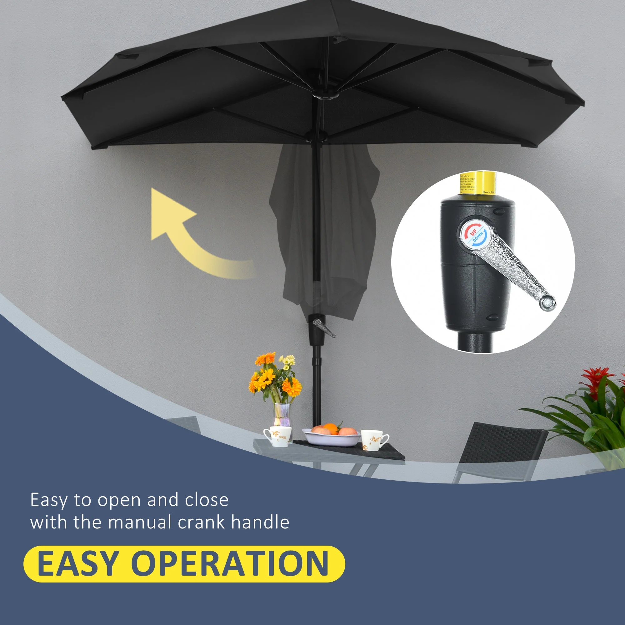 2m Half-Cut Garden Parasol - Image 5