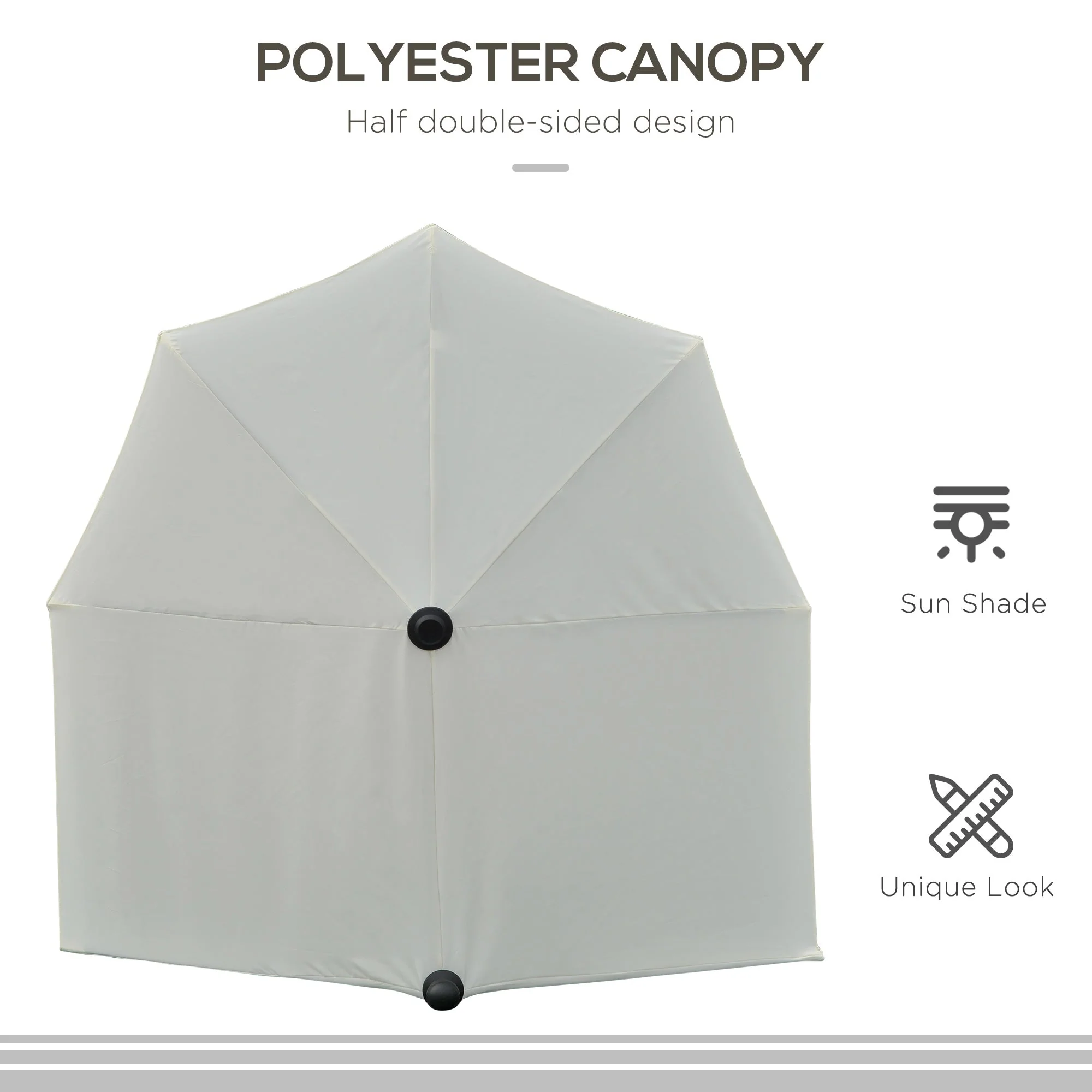 2m Half Parasol Market Umbrella Garden Balcony Parasol with Crank Handle - Image 7