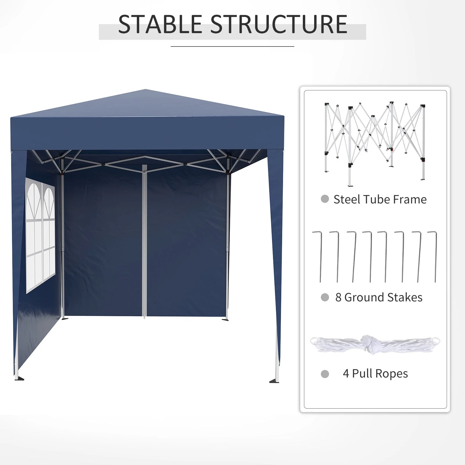 2m x 2m Garden Pop Up Gazebo Marquee Party Tent Wedding Awning Canopy New With free Carrying Case Blue + Removable 2 Walls 2 Windows - Image 8