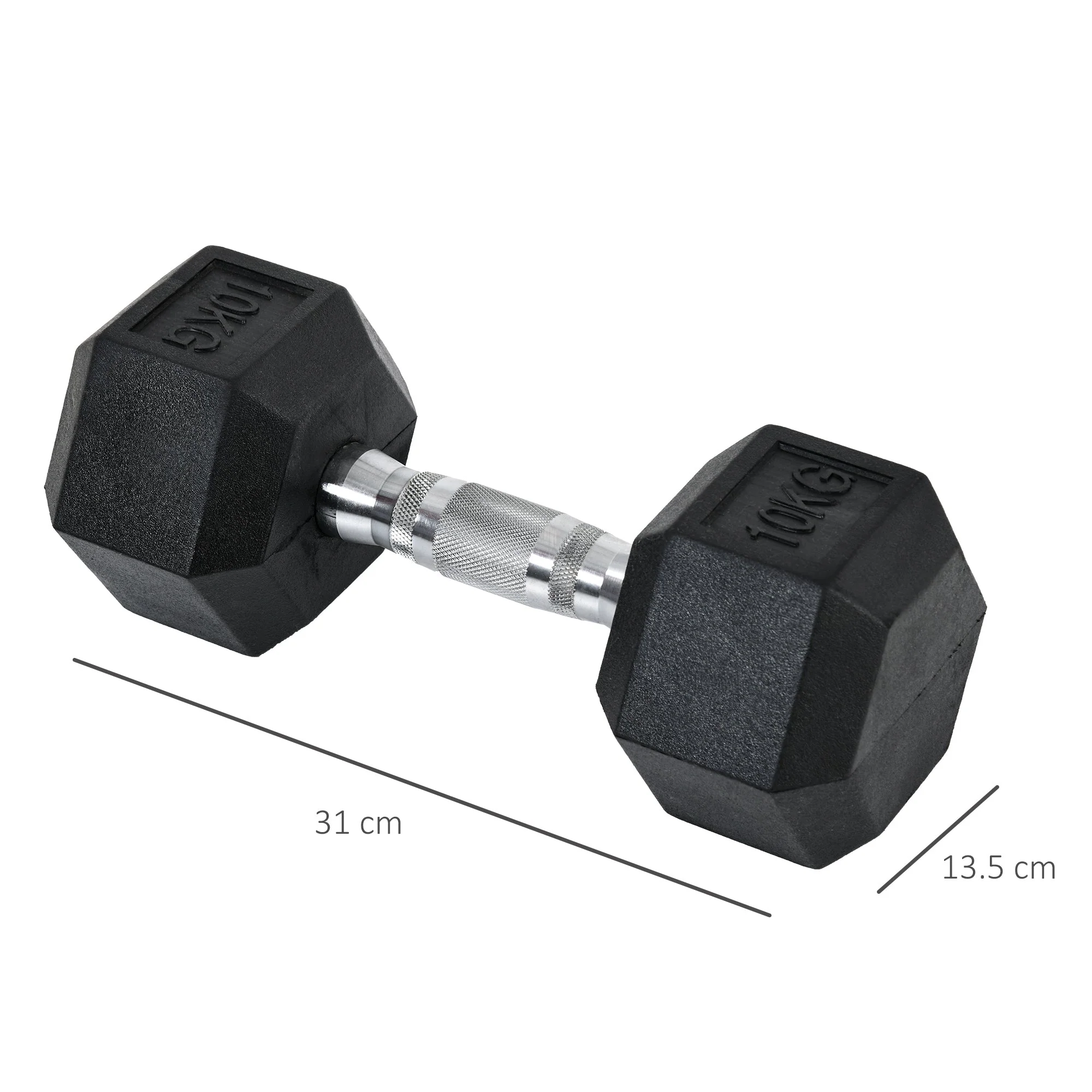 2x10kg Hex Dumbbells Set Rubber Dumbbells Weight Lifting Equipment Fitness Home Gym - Image 3