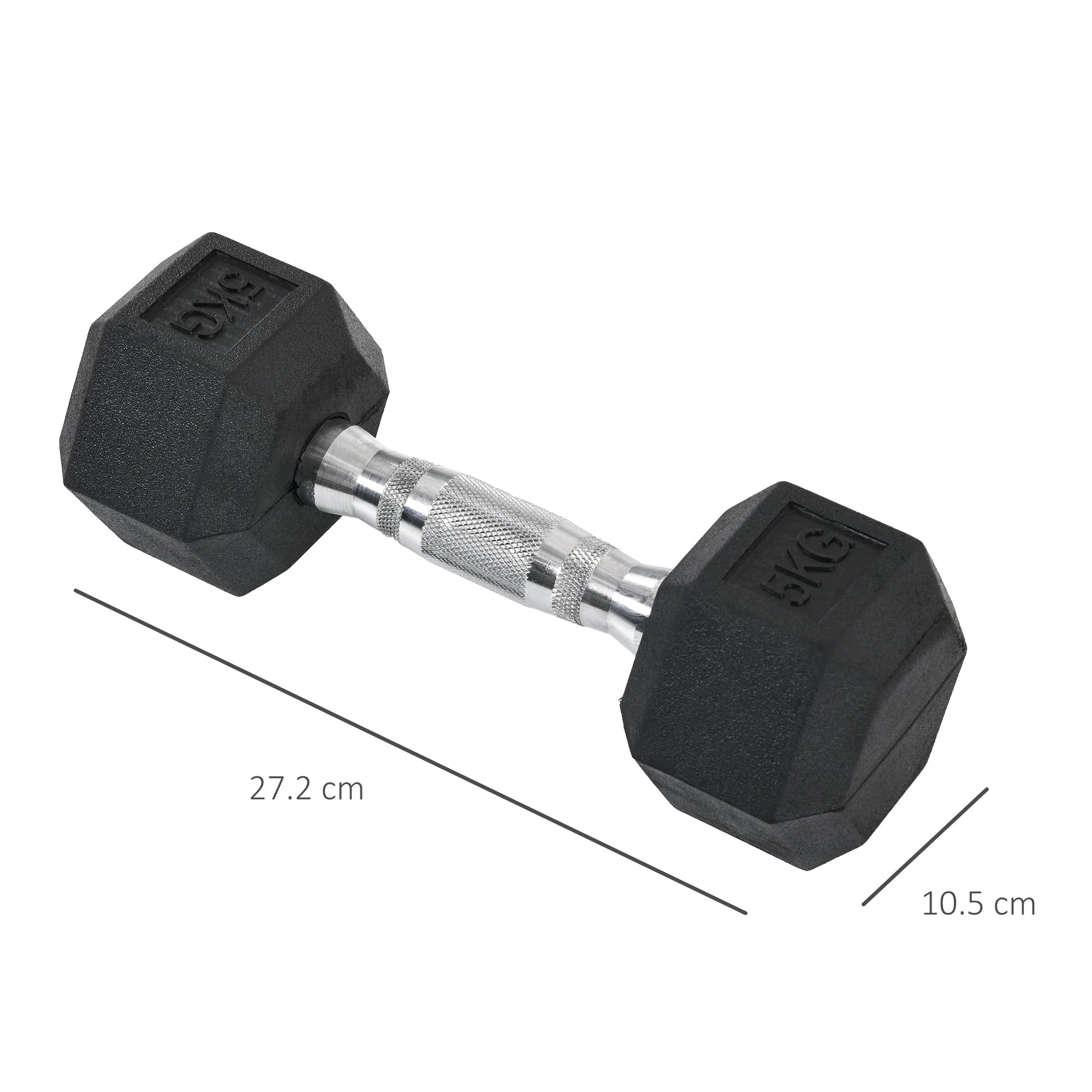 2x5kg Rubber Dumbbell Sports Hex Weights Sets Gym Fitness Lifting Home - Image 2
