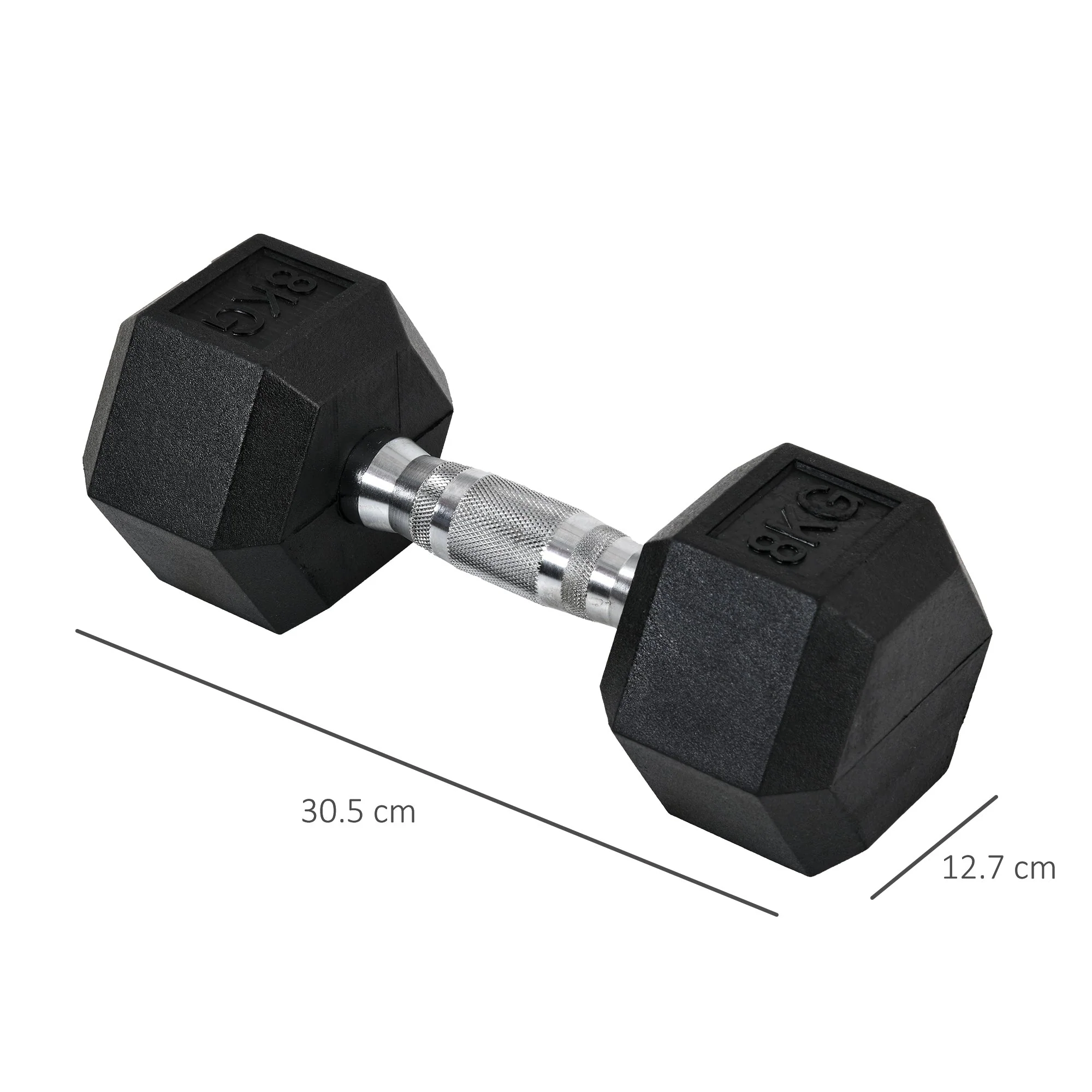 2x8kg Hex Dumbbell Rubber Weights Sets Hexagonal Gym Fitness Lifting Home - Image 3