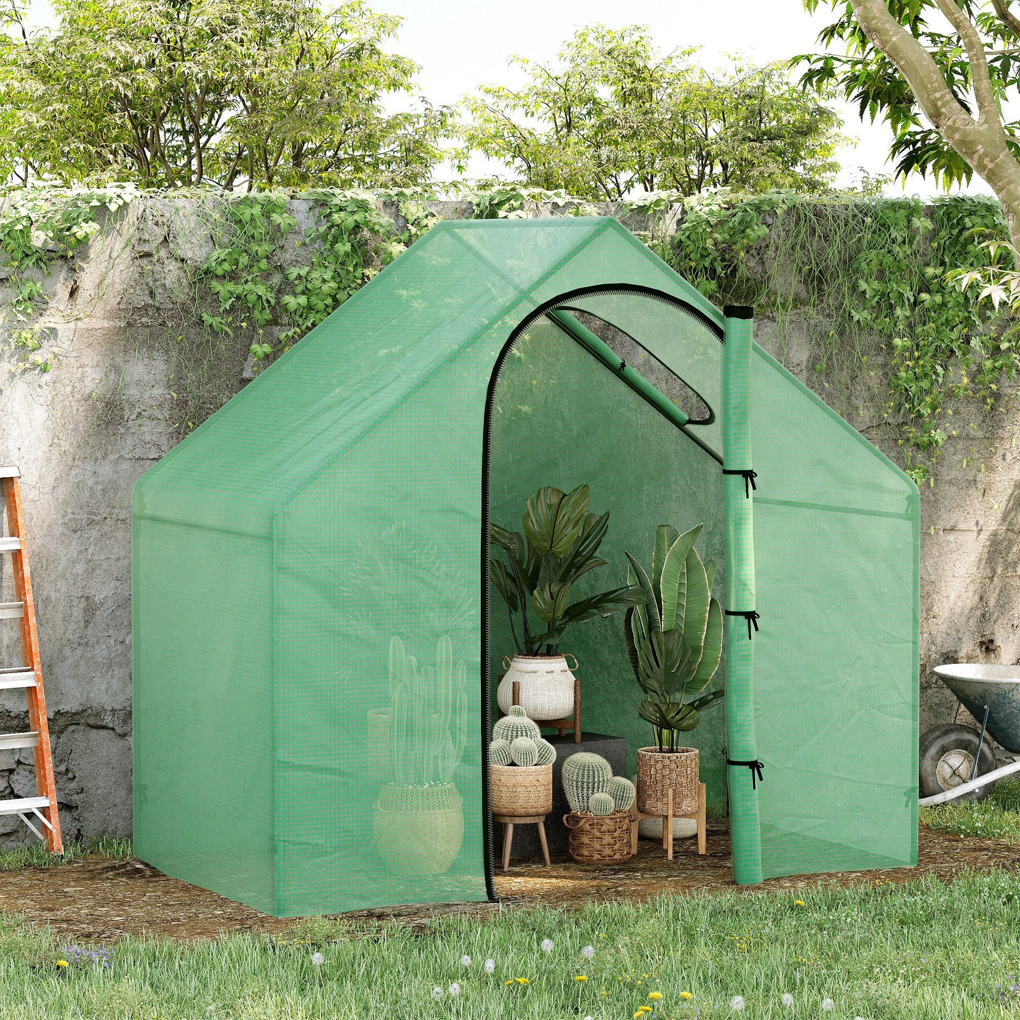 3.4x5.9ft Walk-In Greenhouse Outdoor Garden Plant Shelter w/ Steel Frame Window - Image 2
