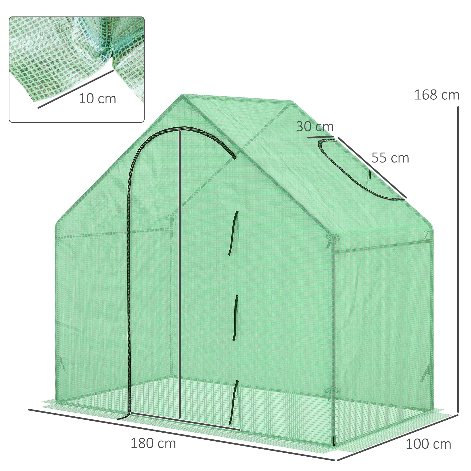 3.4x5.9ft Walk-In Greenhouse Outdoor Garden Plant Shelter w/ Steel Frame Window - Image 3
