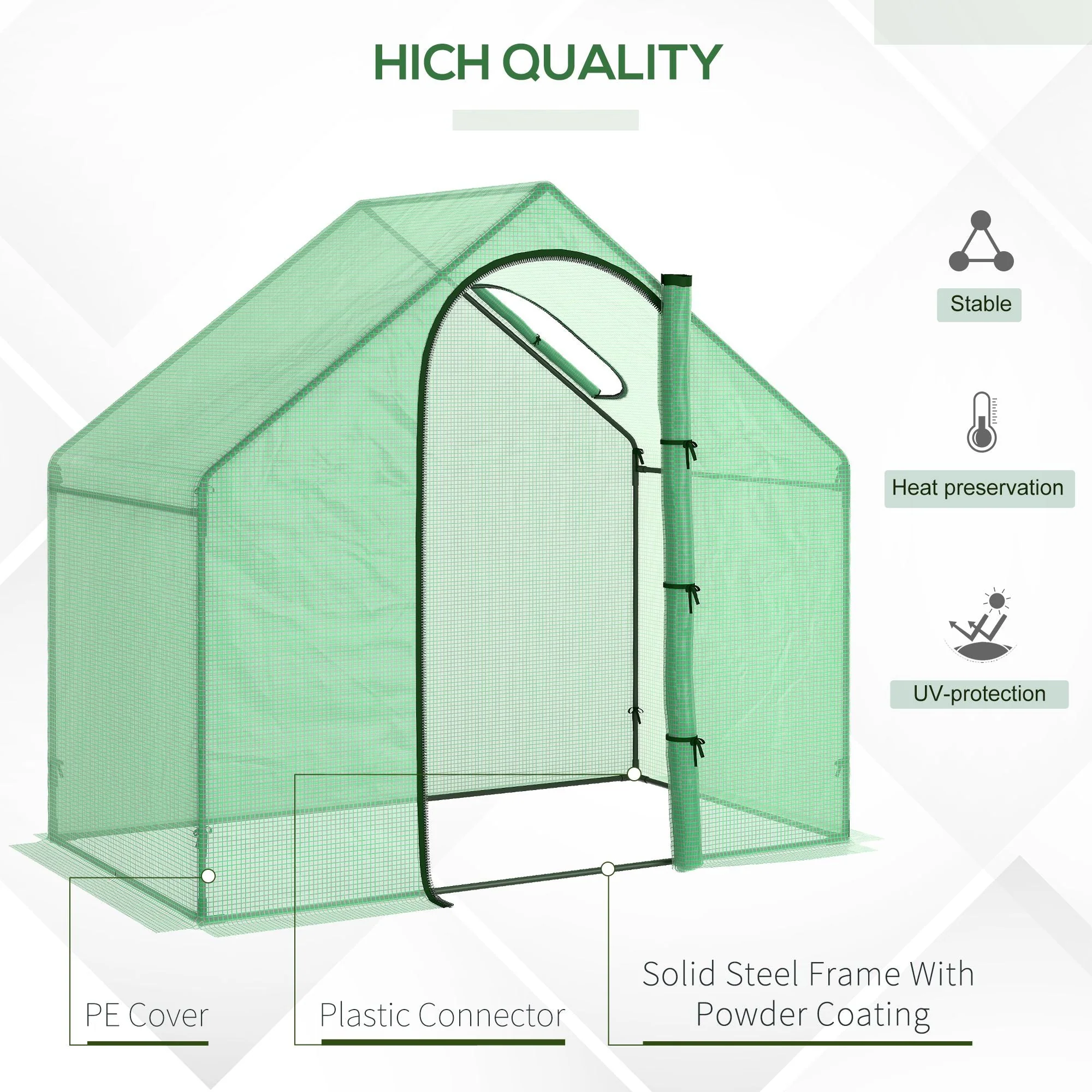 3.4x5.9ft Walk-In Greenhouse Outdoor Garden Plant Shelter w/ Steel Frame Window - Image 5