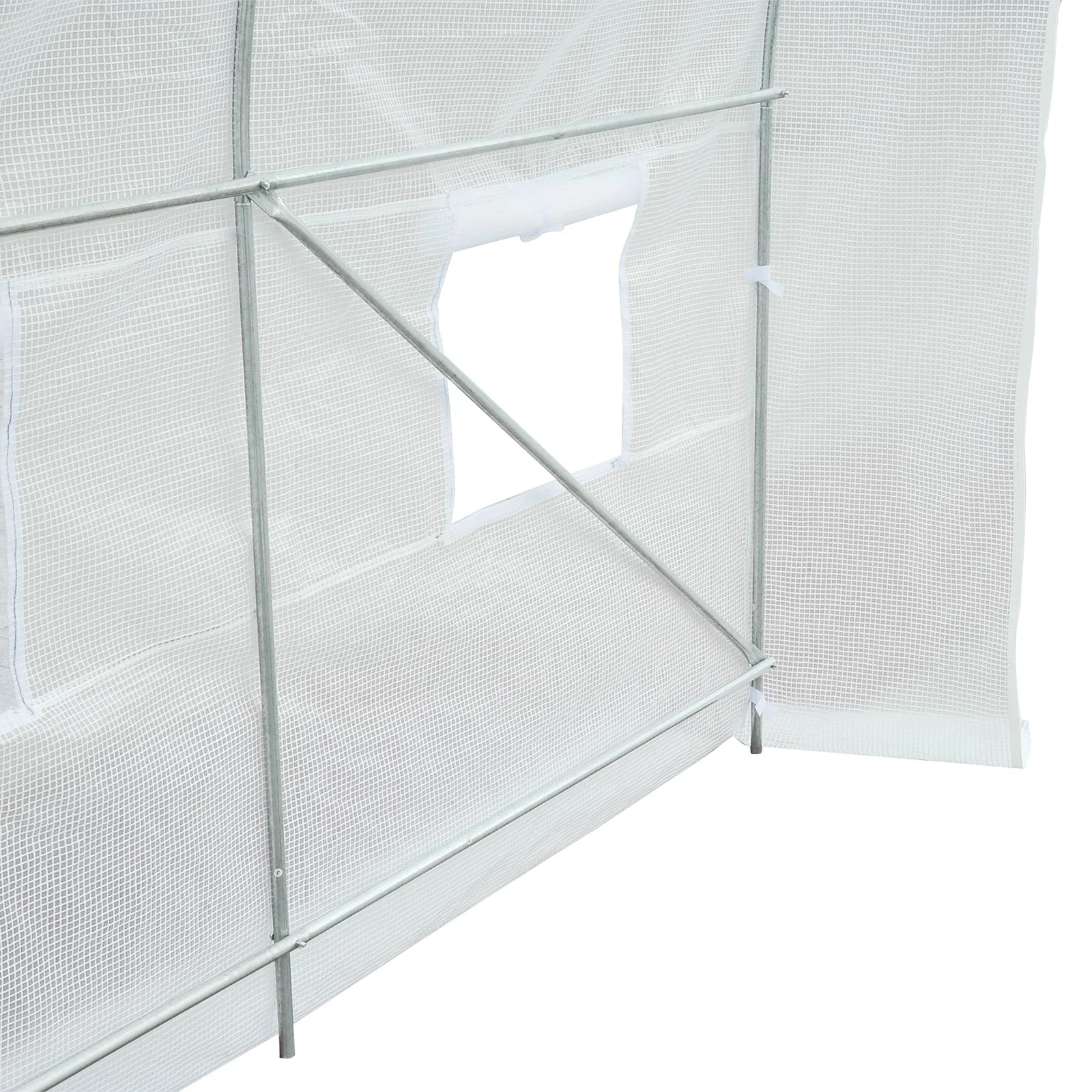 3.5 x 2 x 2 m Large Galvanised Steel Frame Outdoor Poly Tunnel Garden Walk-In Patio Greenhouse - White - Image 9