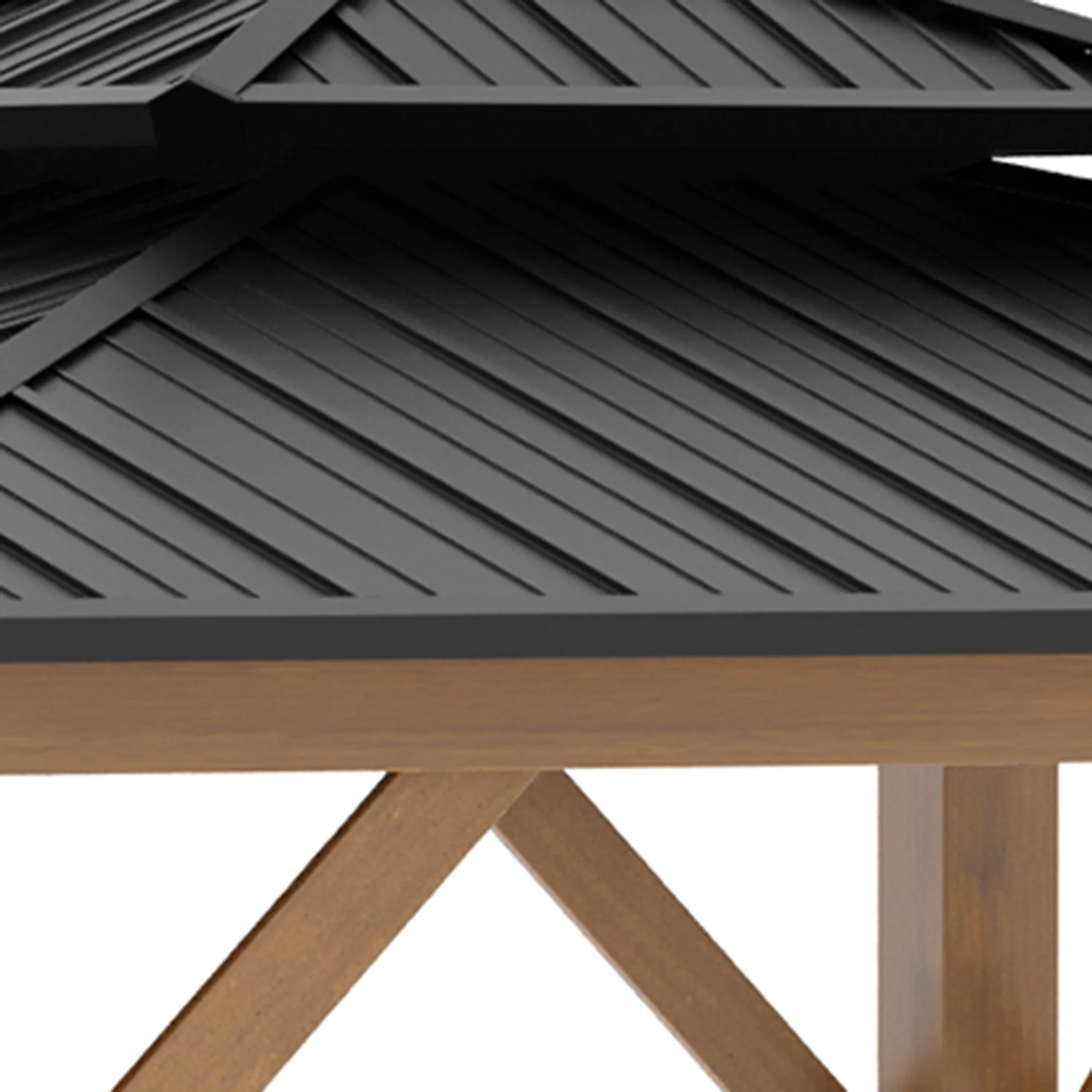 3.5 x 3.5m Outdoor Hardtop Gazebo Canopy with Two-tier Metal Roof and Solid Wood Frame Outdoor Patio Shelter for Patio - Image 8