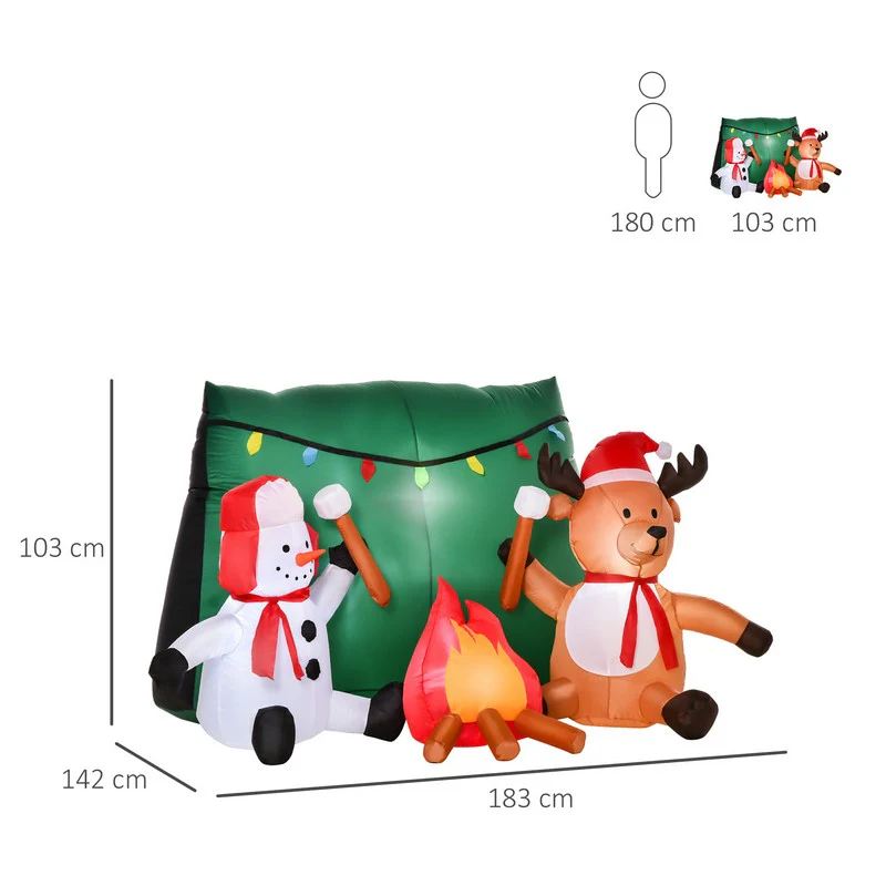 3.5FT Christmas Inflatable Snowman with Deer Outdoor Home Garden Decoration - Image 3