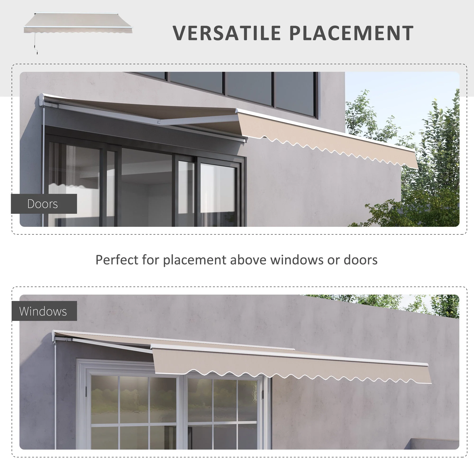 3.5Lx2.5M Retractable Manual/Electric Awning-Cream White/White - Image 5
