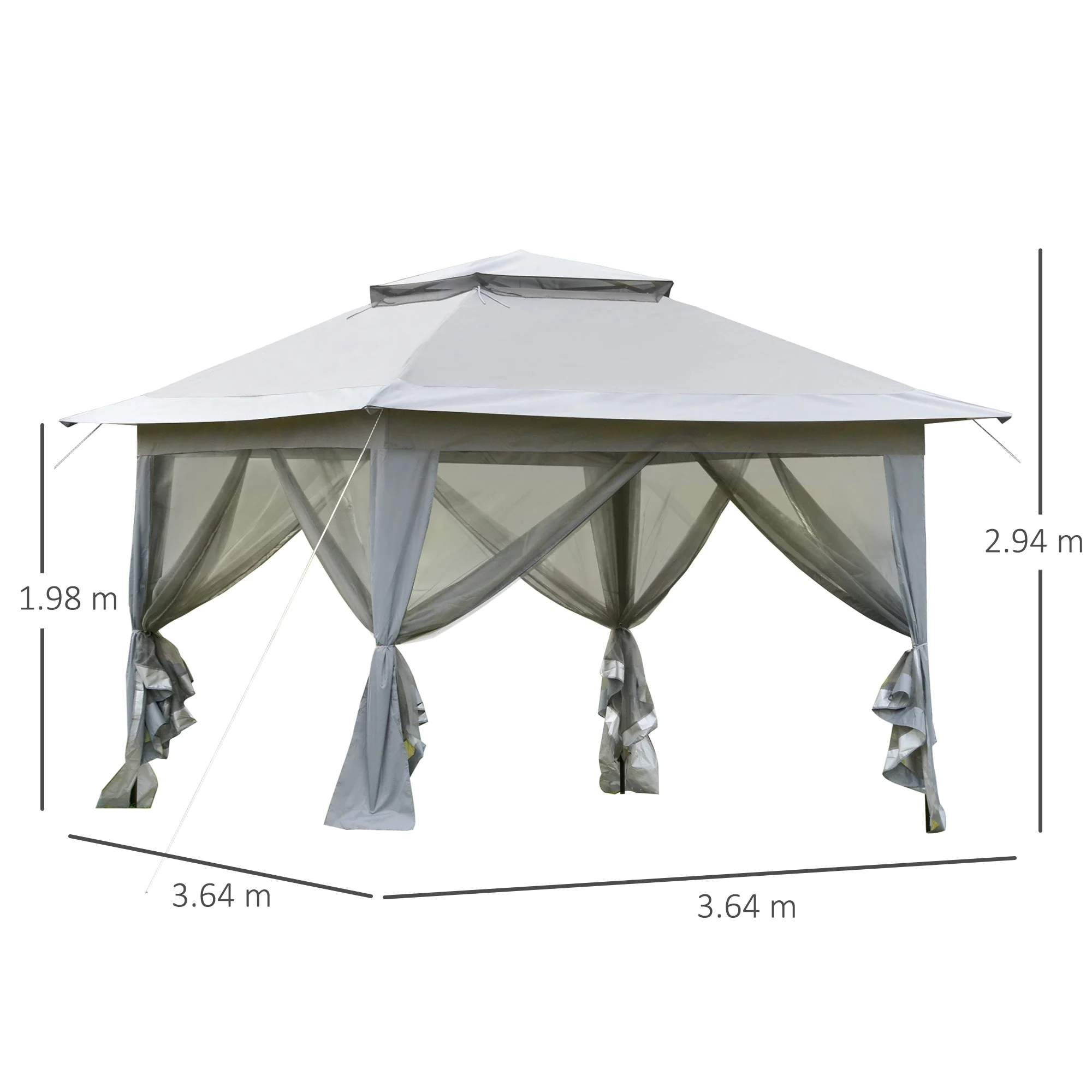 3.6 x 3.6 m Pop up Gazebo with Netting and Carry Bag - Image 2