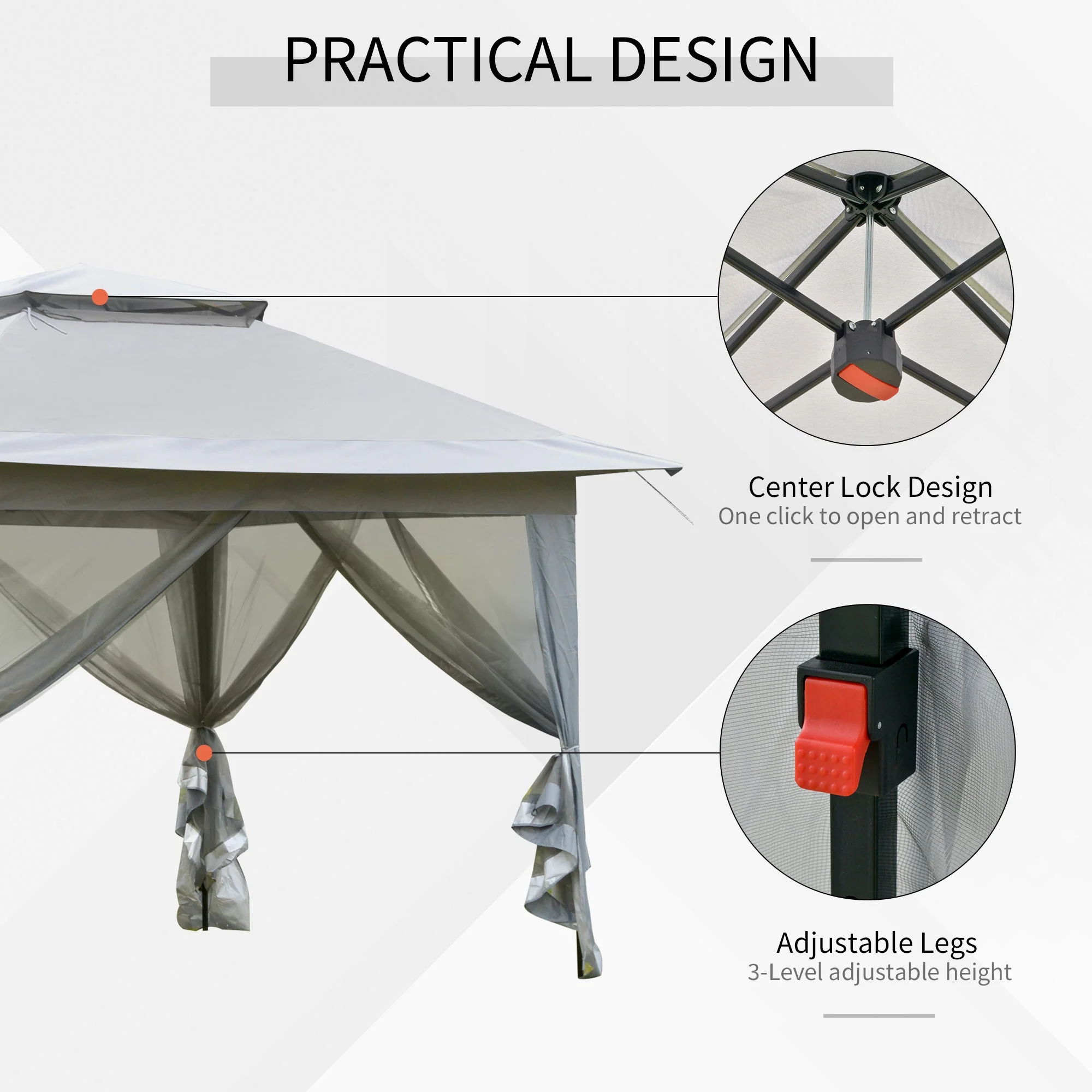3.6 x 3.6 m Pop up Gazebo with Netting and Carry Bag - Image 3