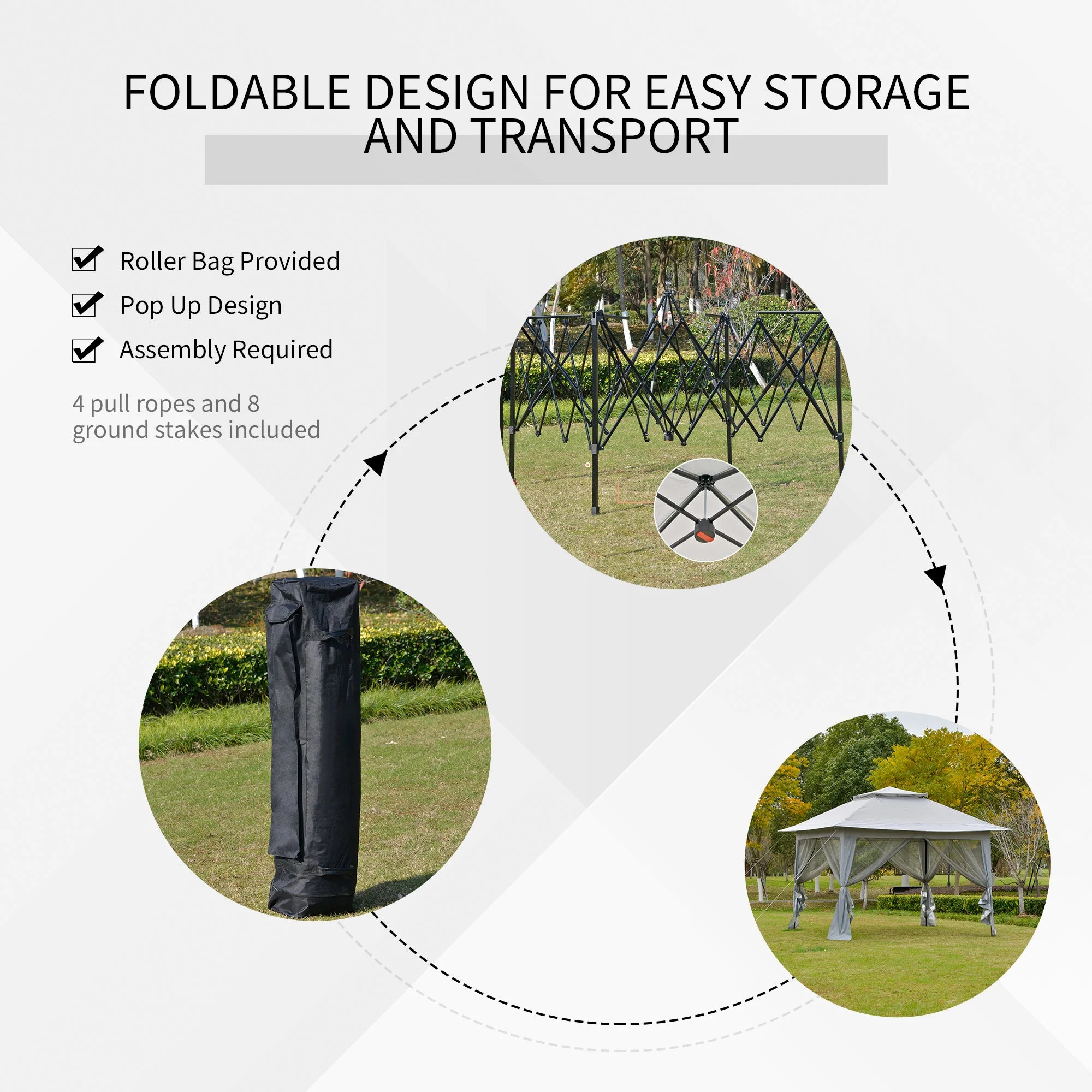 3.6 x 3.6 m Pop up Gazebo with Netting and Carry Bag - Image 4