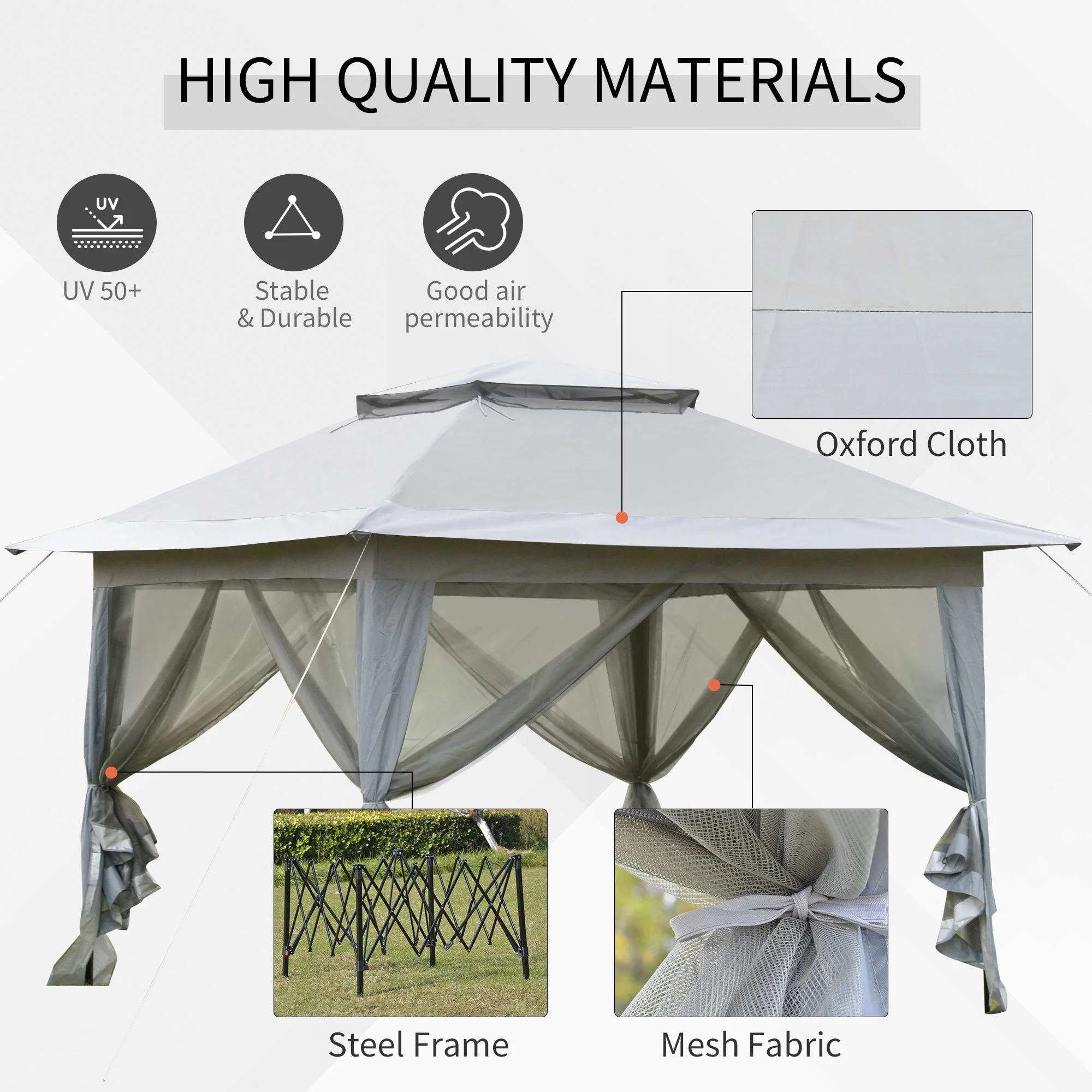 3.6 x 3.6 m Pop up Gazebo with Netting and Carry Bag - Image 5
