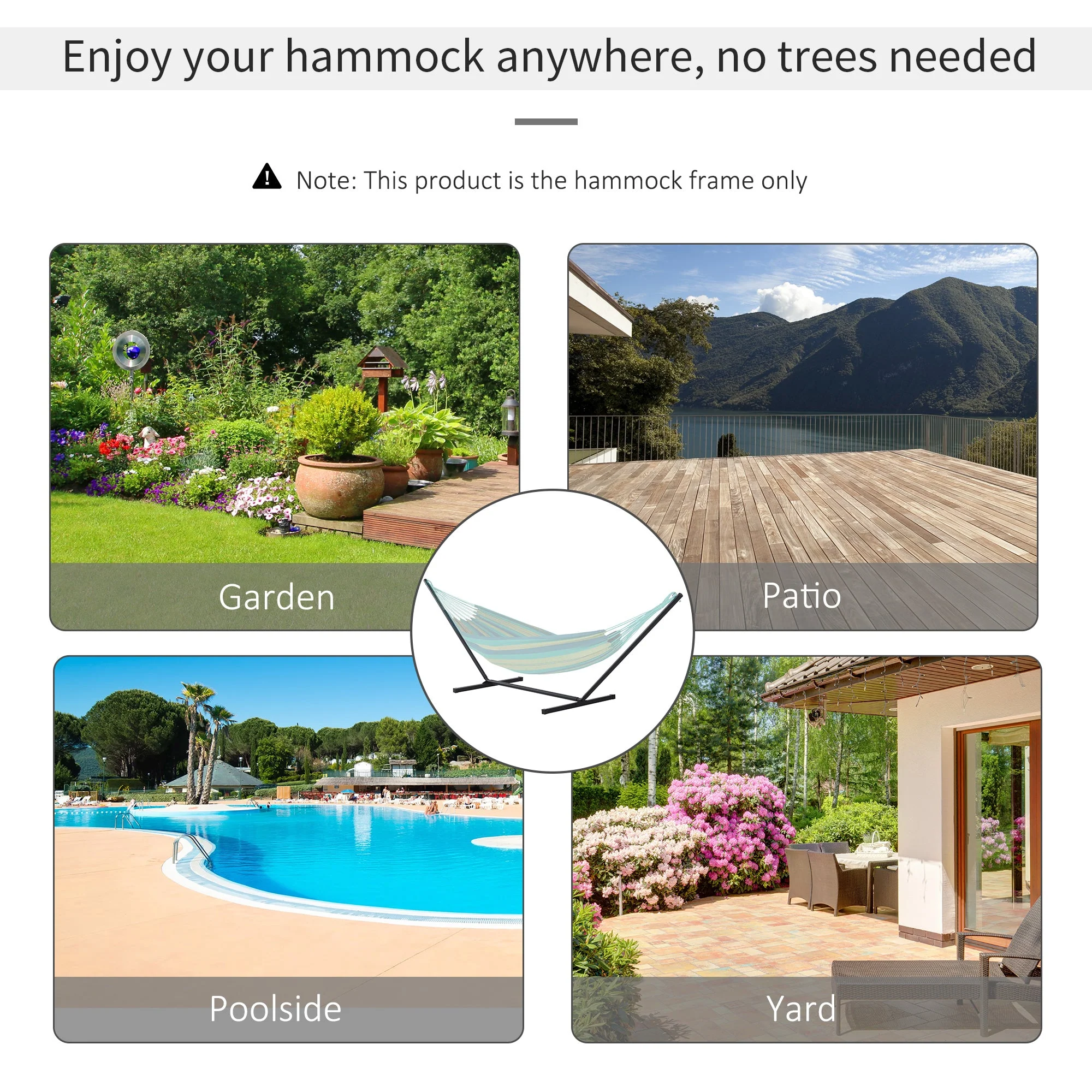 3.6m Extra-long Universal Hammock Stand Metal Frame Garden Camping Picnic Outdoor Patio Replacement – Stand Only - Image 4