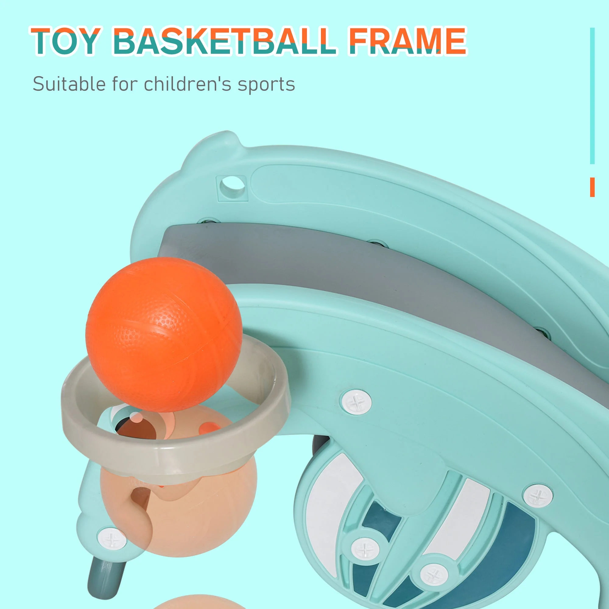 3-in-1 Baby Rocking Horse Portable Slide Basketball Hoop Equipment Indoor Outdoor Playground Toy - Image 4