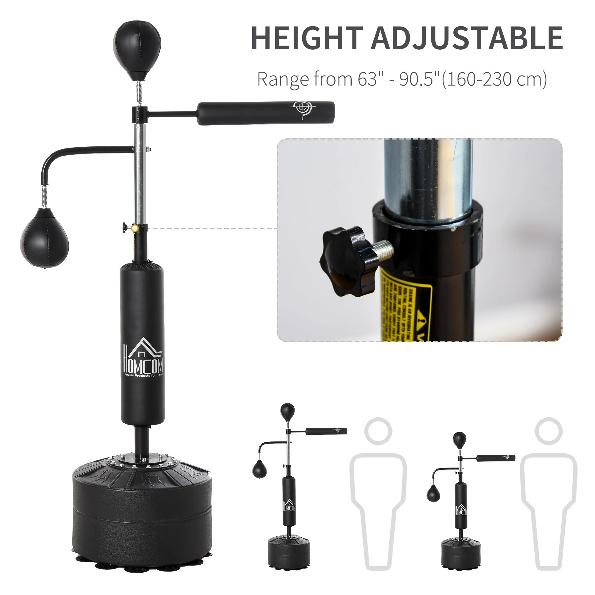 3-in-1 Freestanding Boxing Punching Bag Stand with 2 Speed Balls - Image 4