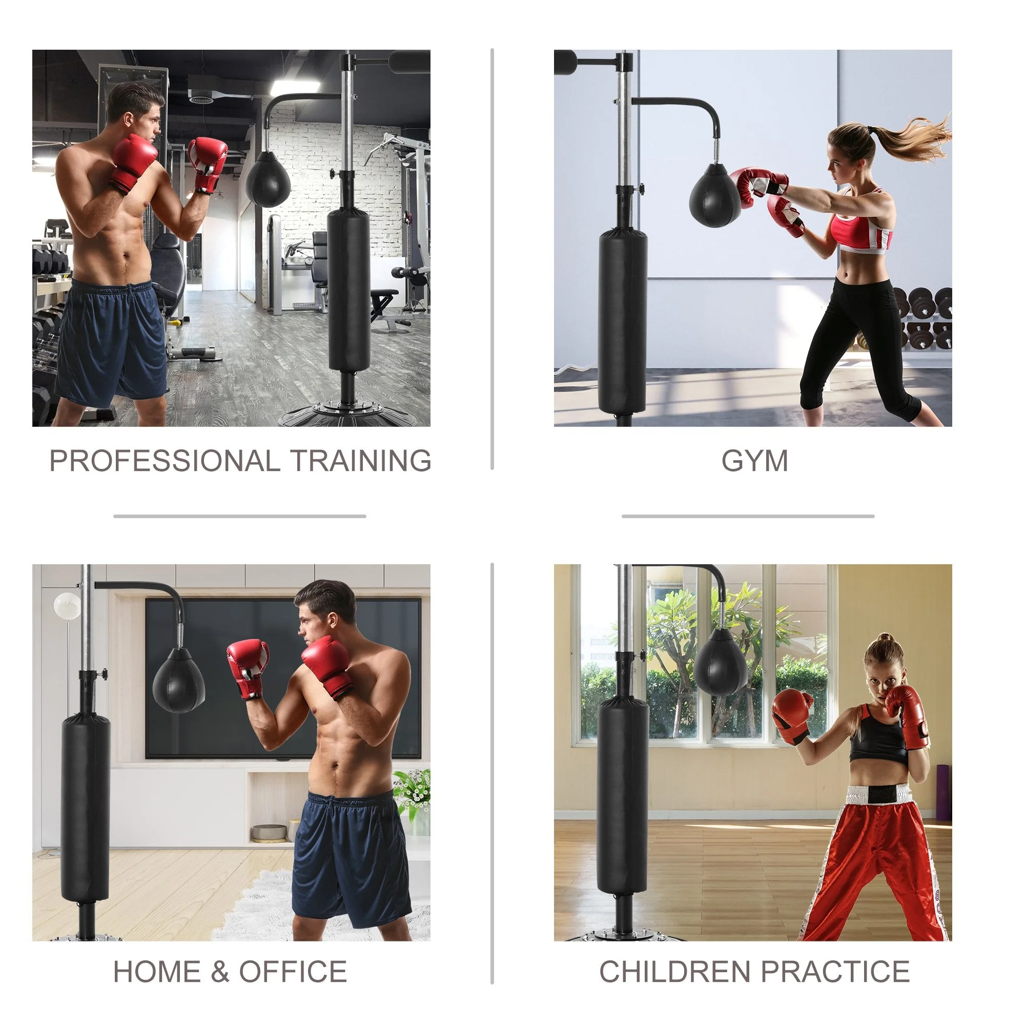 3-in-1 Freestanding Boxing Punching Bag Stand with 2 Speed Balls - Image 5