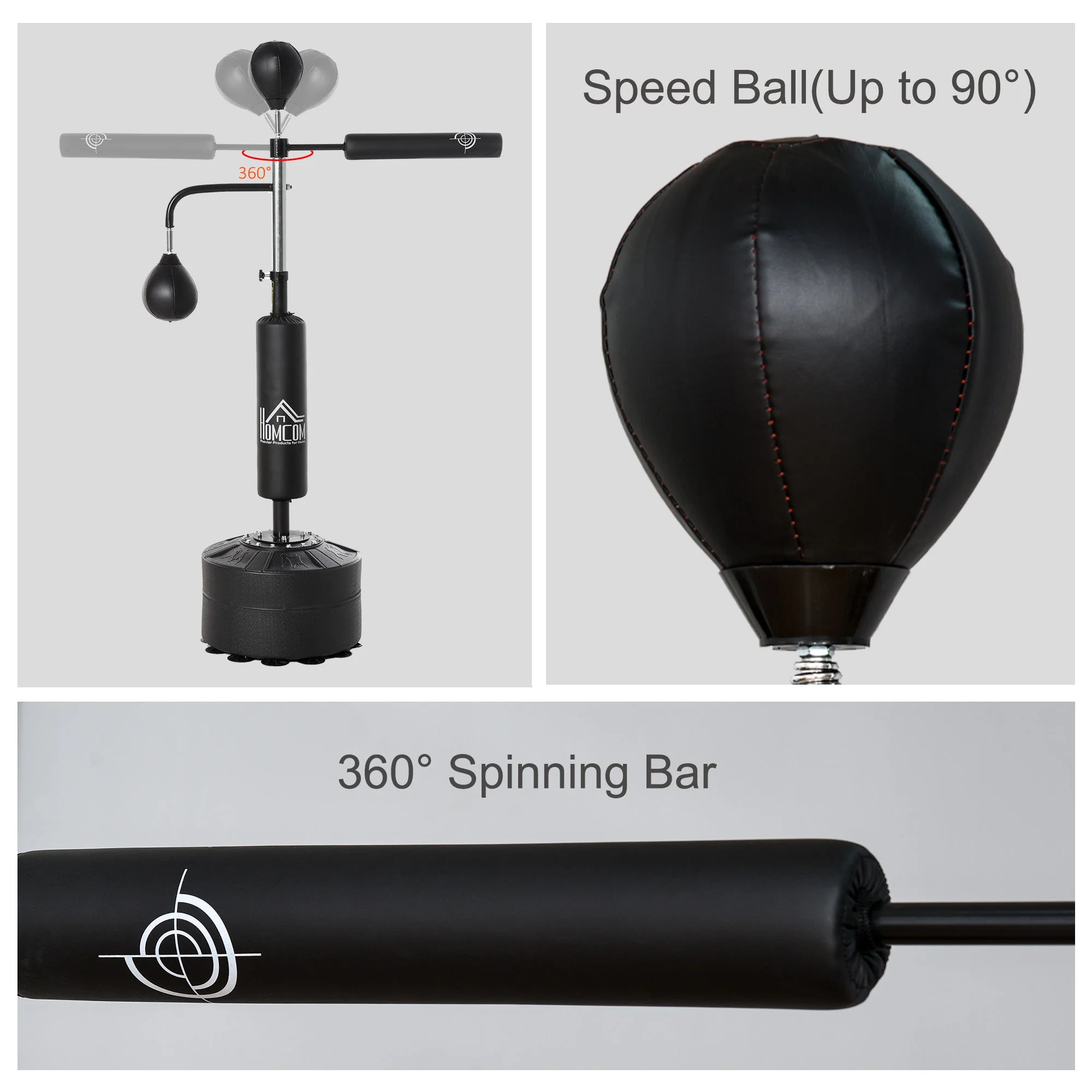 3-in-1 Freestanding Boxing Punching Bag Stand with 2 Speed Balls - Image 6