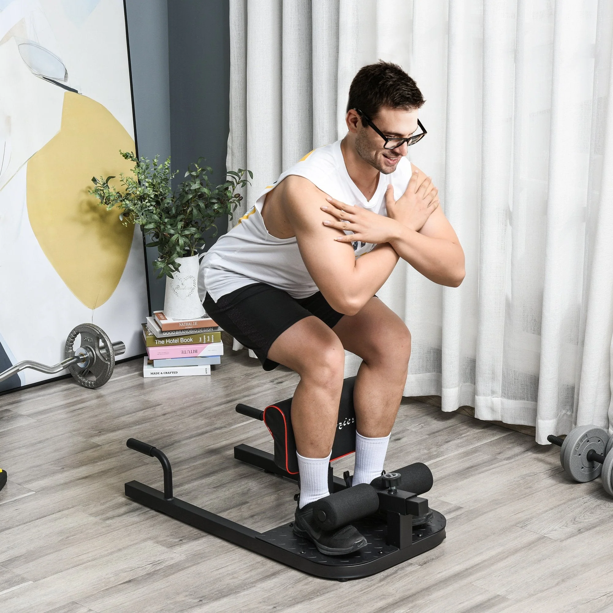 3-in-1 Full Body Workout Ergonomic Squat Machine Fitness Body Exercise Machine Black - Image 2