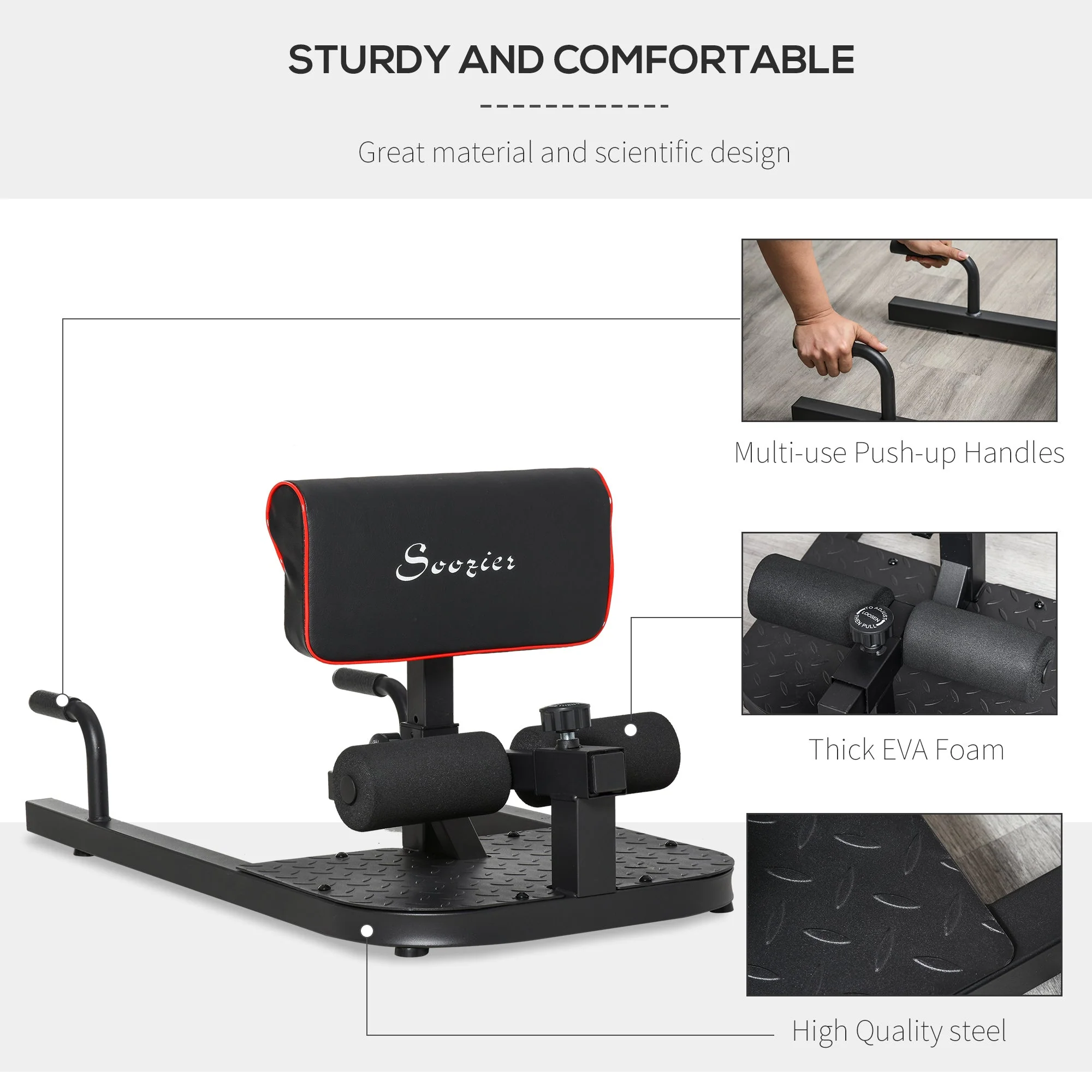 3-in-1 Full Body Workout Ergonomic Squat Machine Fitness Body Exercise Machine Black - Image 5