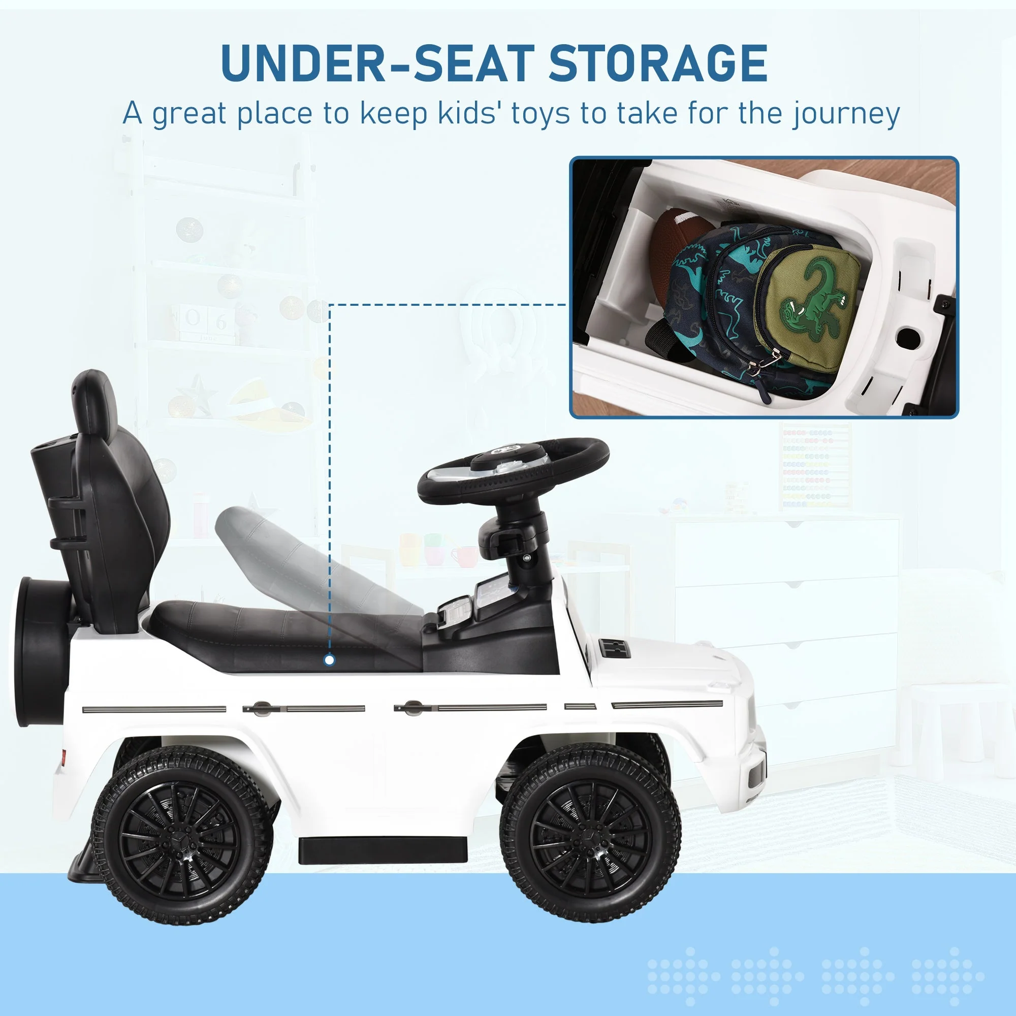 3 in 1 Kids Children Ride on Push Car Toddler Sliding Car G350 Licensed Walker Foot to Floor Slider Push-Along with Horn Steering Wheel NO POWER Manual - Image 6