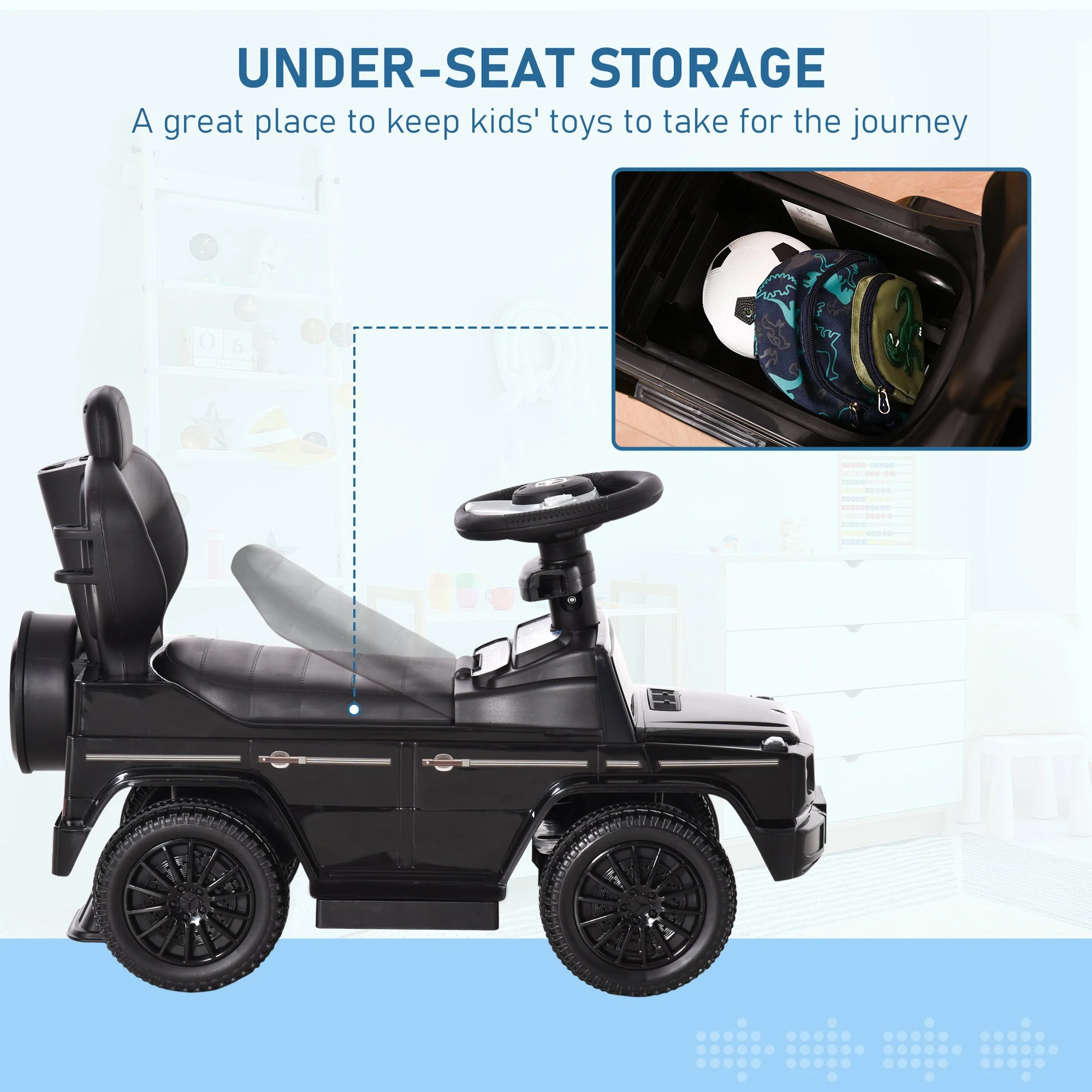 3 in 1 Kids Children Ride on Push Car Toddler Sliding Car G350 Licensed Walker Foot to Floor Slider Push-Along with Horn Steering Wheel NO POWER Manual - Image 6