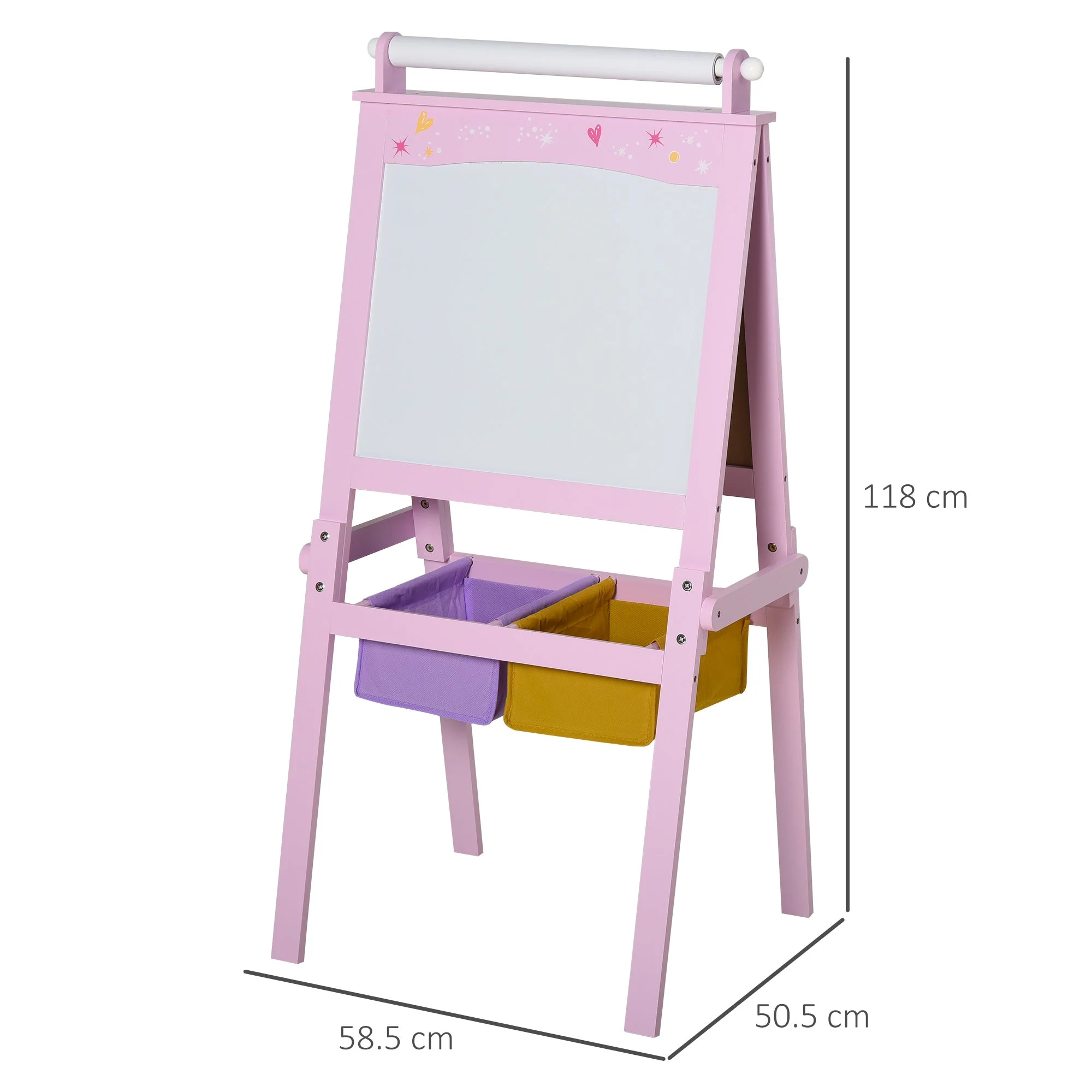 3 In 1 Kid's Wooden Art Easel with Dual-Sides and Storage Baskets - Image 3