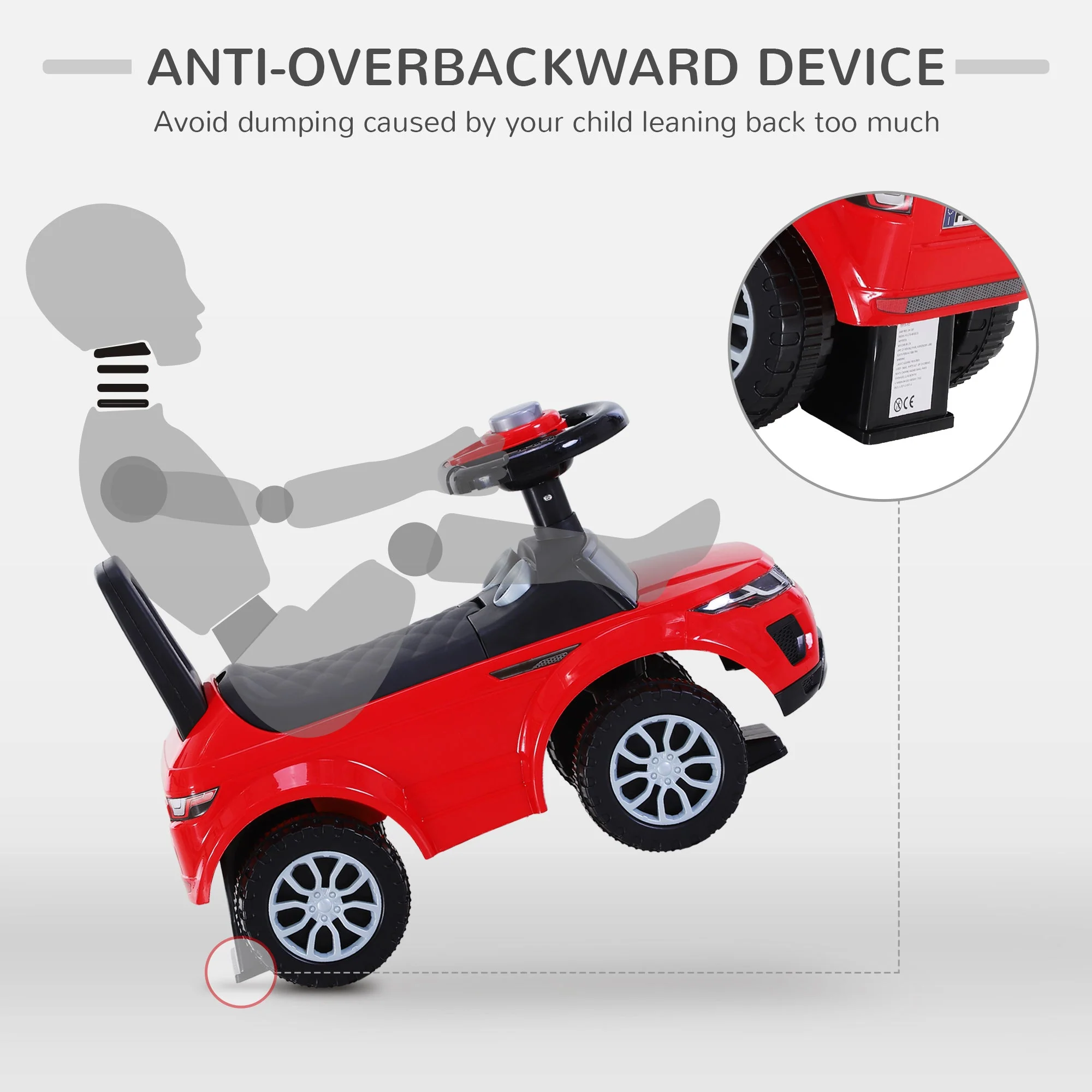 3-in-1 Ride On Car Foot To Floor Slider Toddler w/ Horn Steering Wheel NO POWER Manual Under Seat Storage Safe Design for 1-3 Year Old Red - Image 5