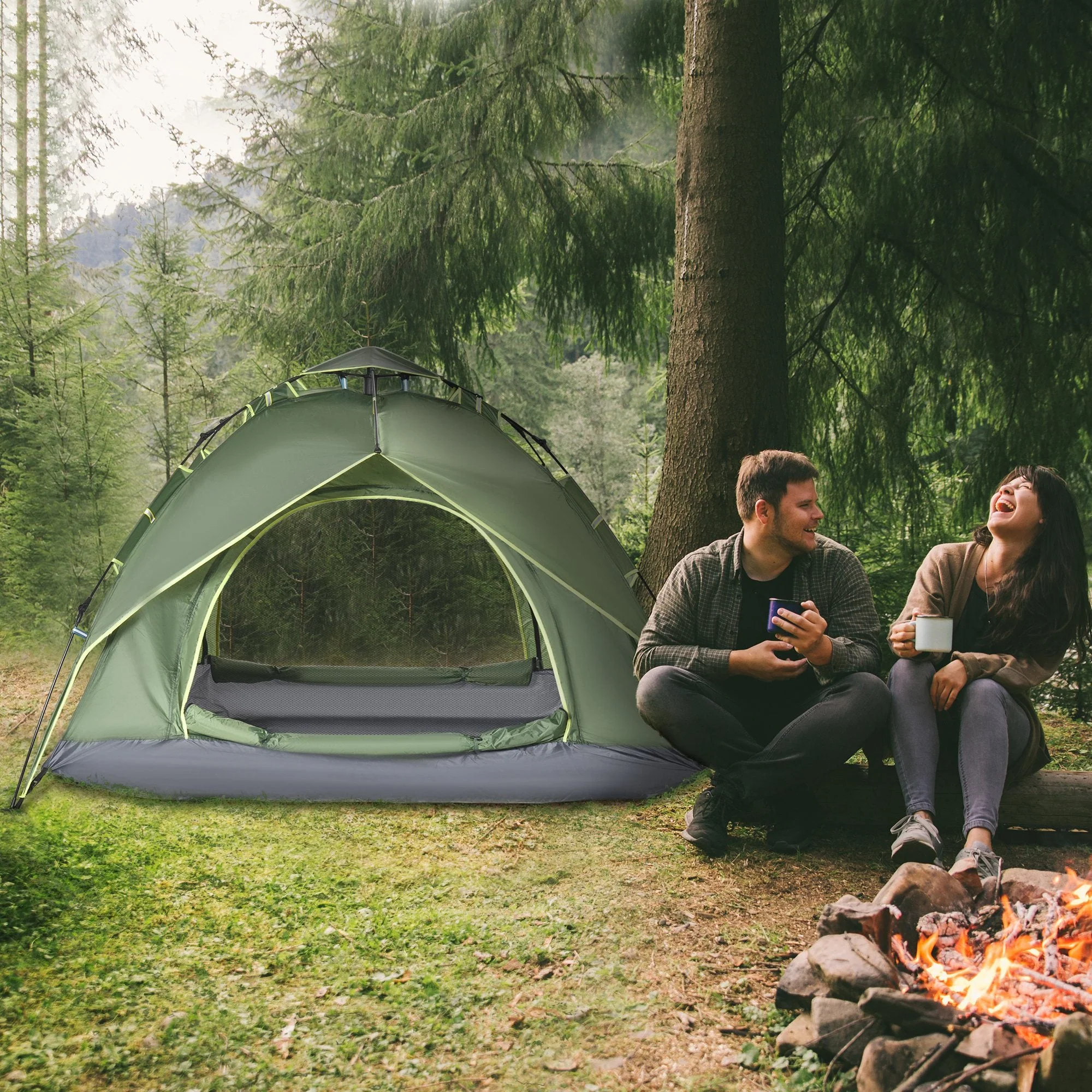 3 Man Camping Tent Automatic Pop Up Tent Portable Double Layer for Festival Hiking Family Travel Shelter - Image 2