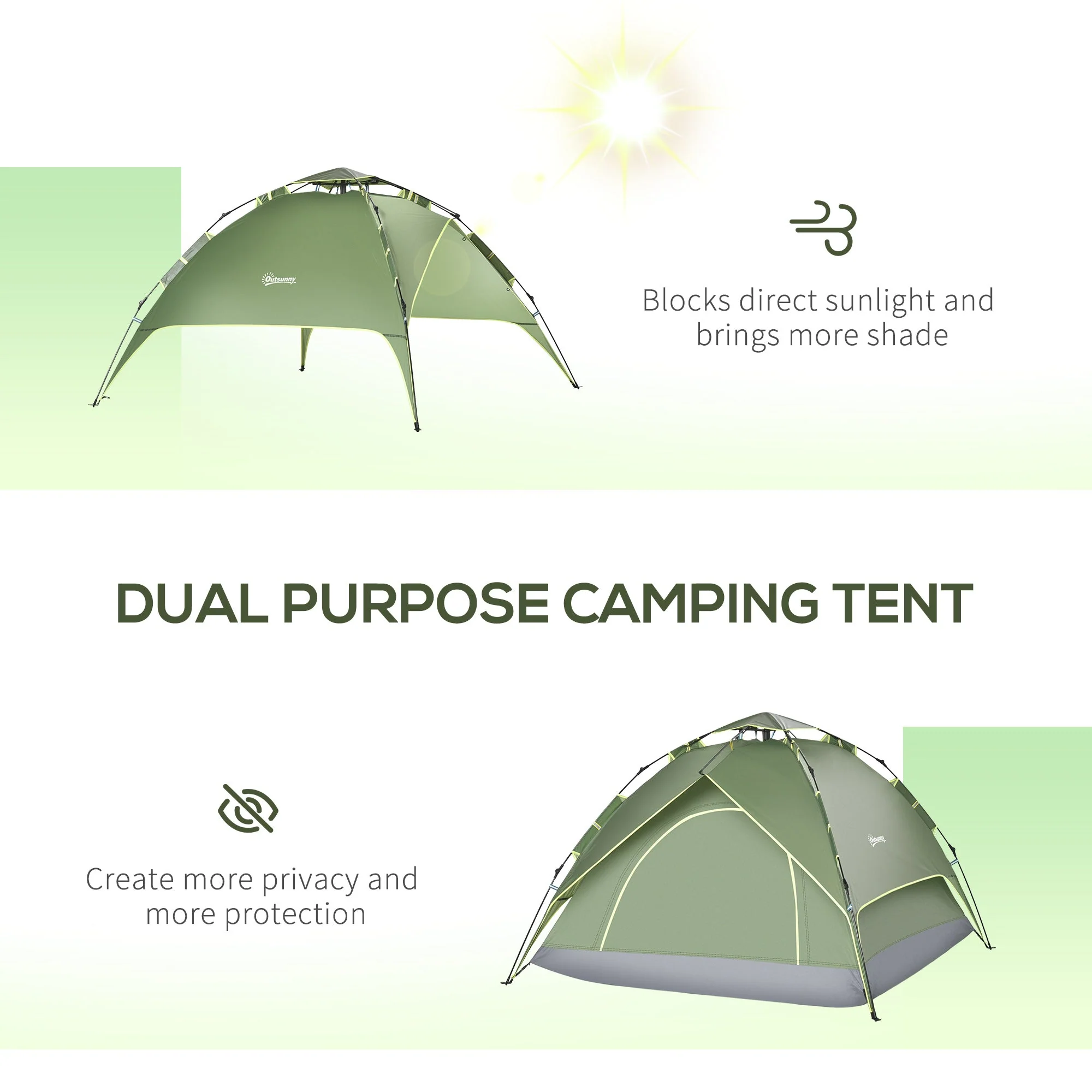 3 Man Camping Tent Automatic Pop Up Tent Portable Double Layer for Festival Hiking Family Travel Shelter - Image 5