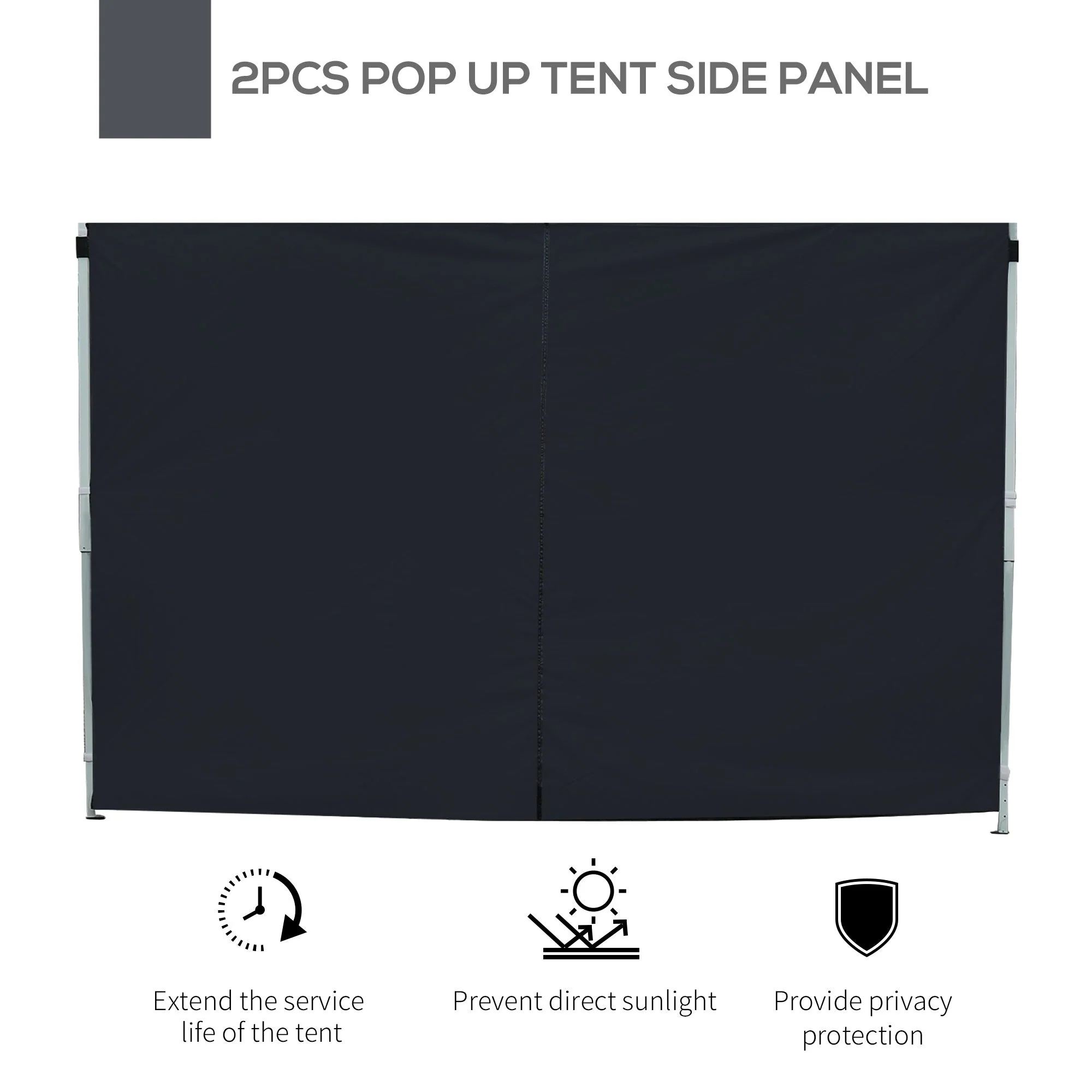 3 Meters Gazebo Replaceable Exchangeable Side Panel Wall Panels Walls With Window 3 colours Black - Image 4