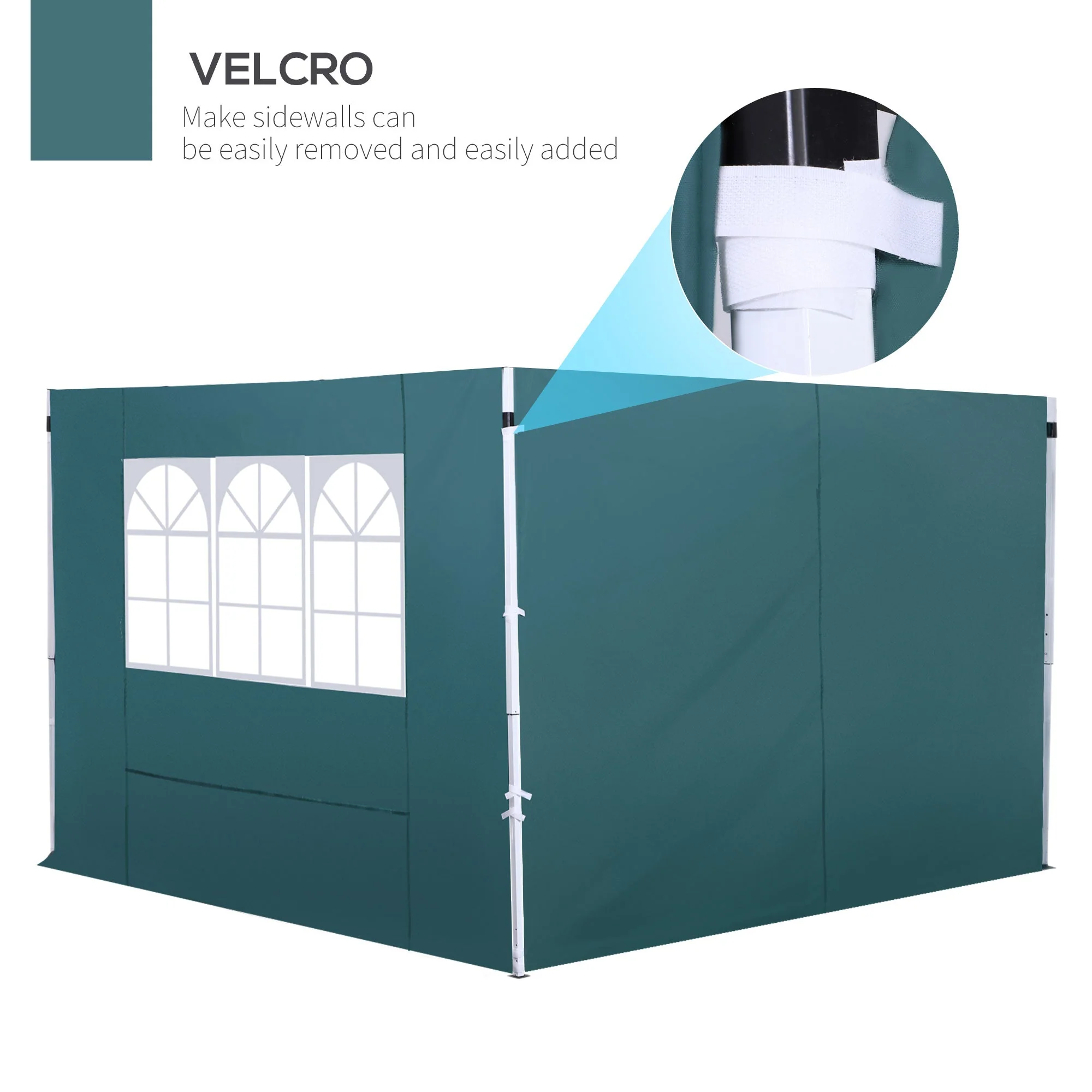 3 Meters Gazebo Replaceable Exchangeable Side Panel Wall Panels Walls With Window 3 colours Green - Image 6
