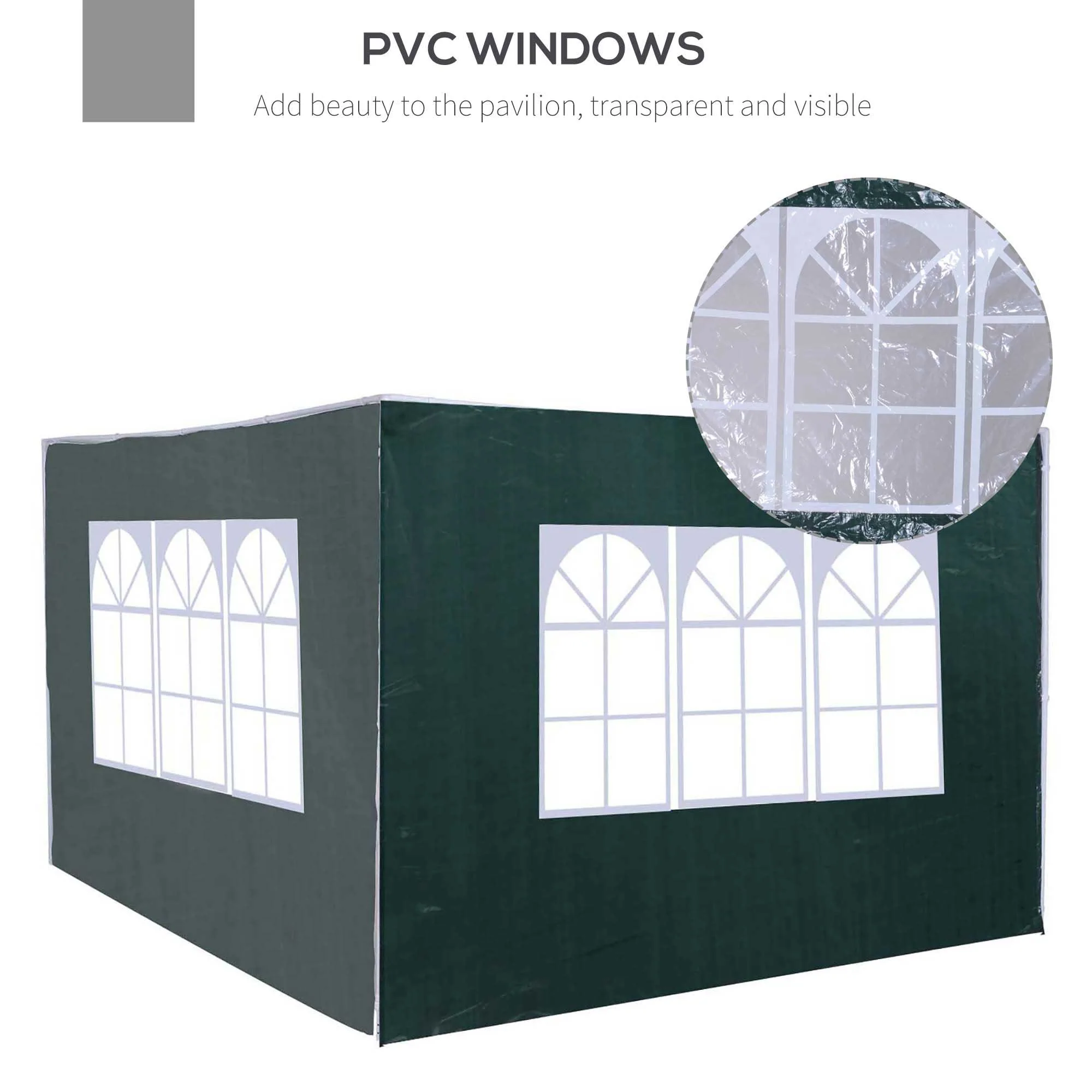 3 Meters Gazebo Side Panels Canopy Marquee Replacement Exchangeable Side Panel Walls Green - Image 4